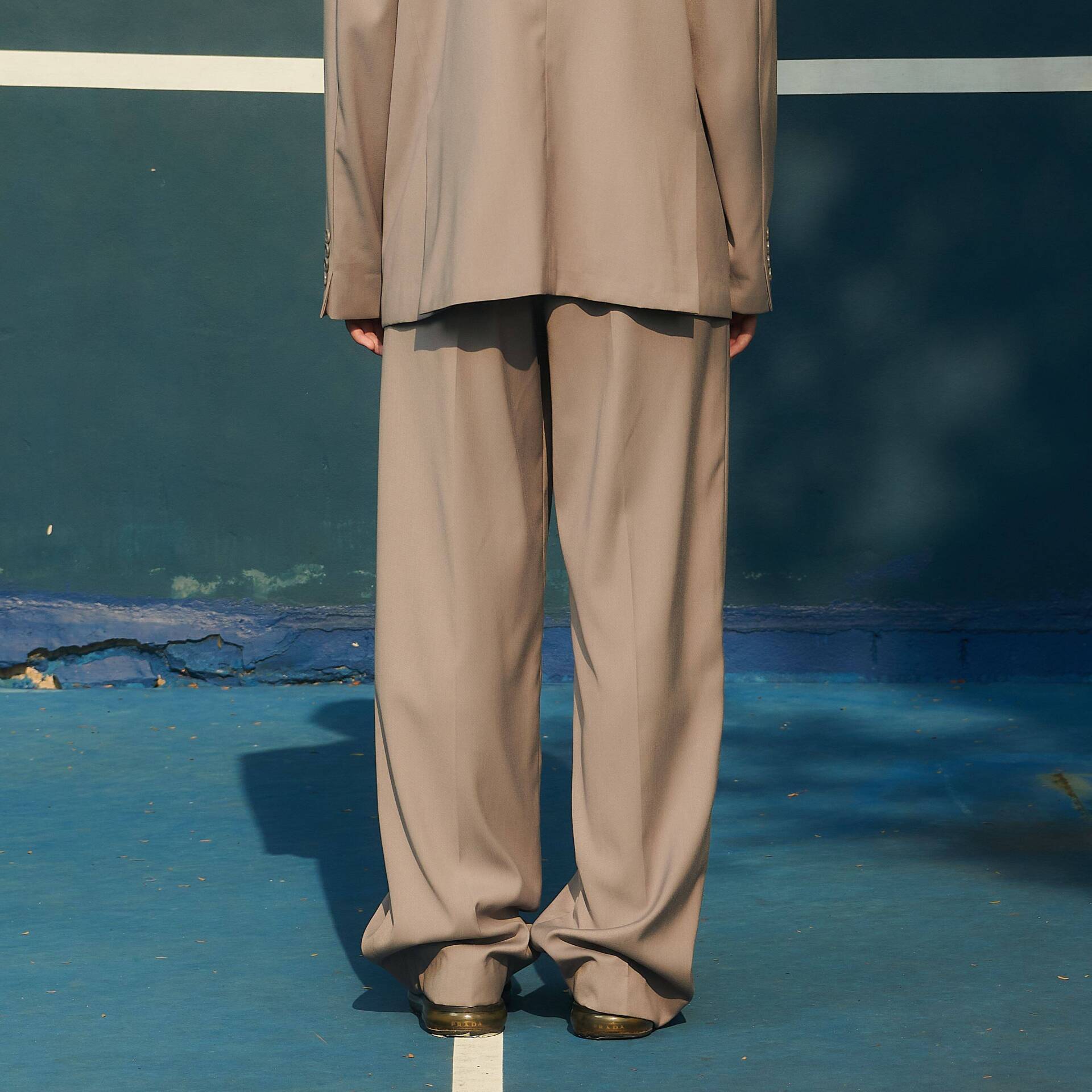 PANTS SS24 Mid-Rise Pleated Light Wool Grey
