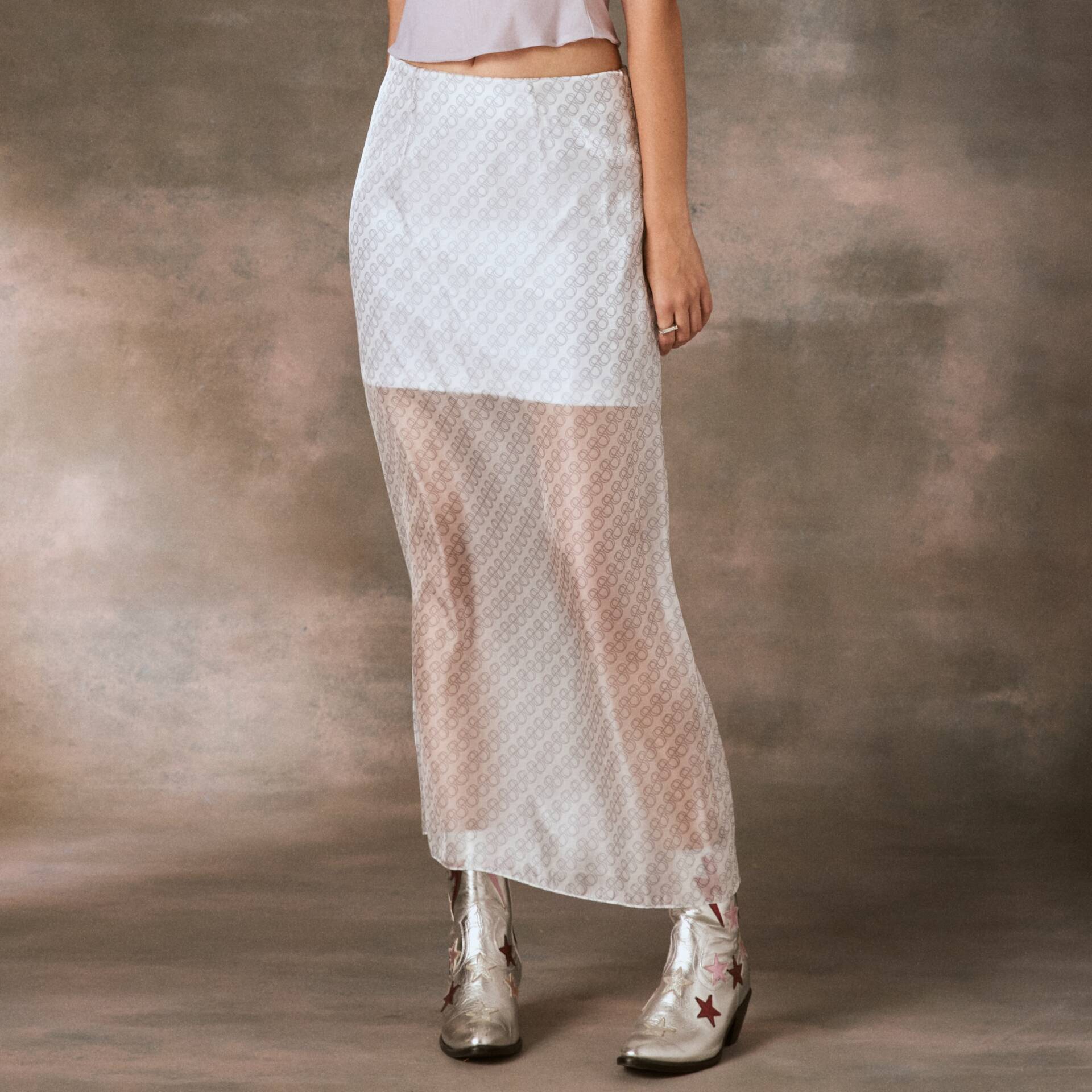 SKIRT PF24 SHEER PRINT
