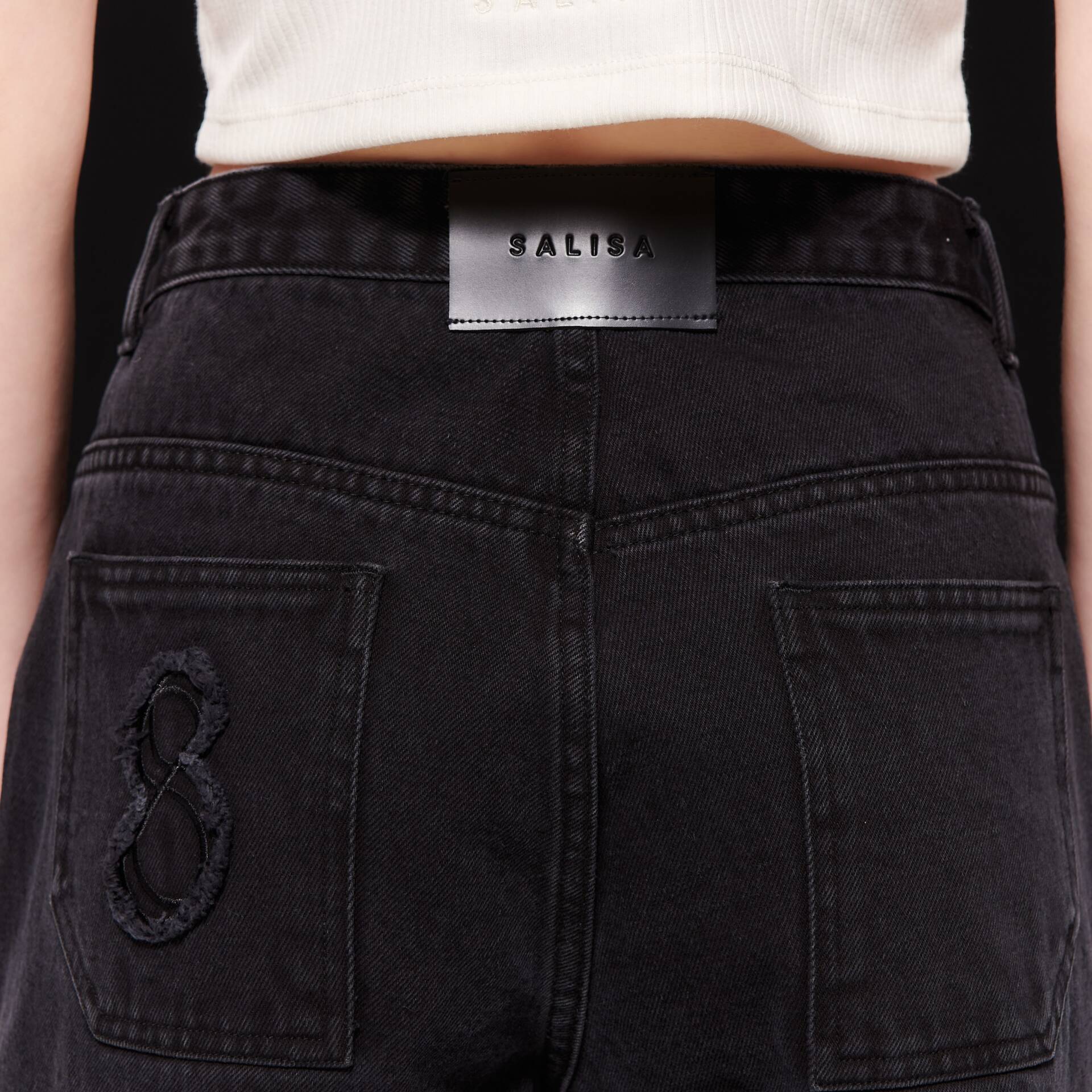 JEANS CUFF Mid-Rise Waist Bleach Black