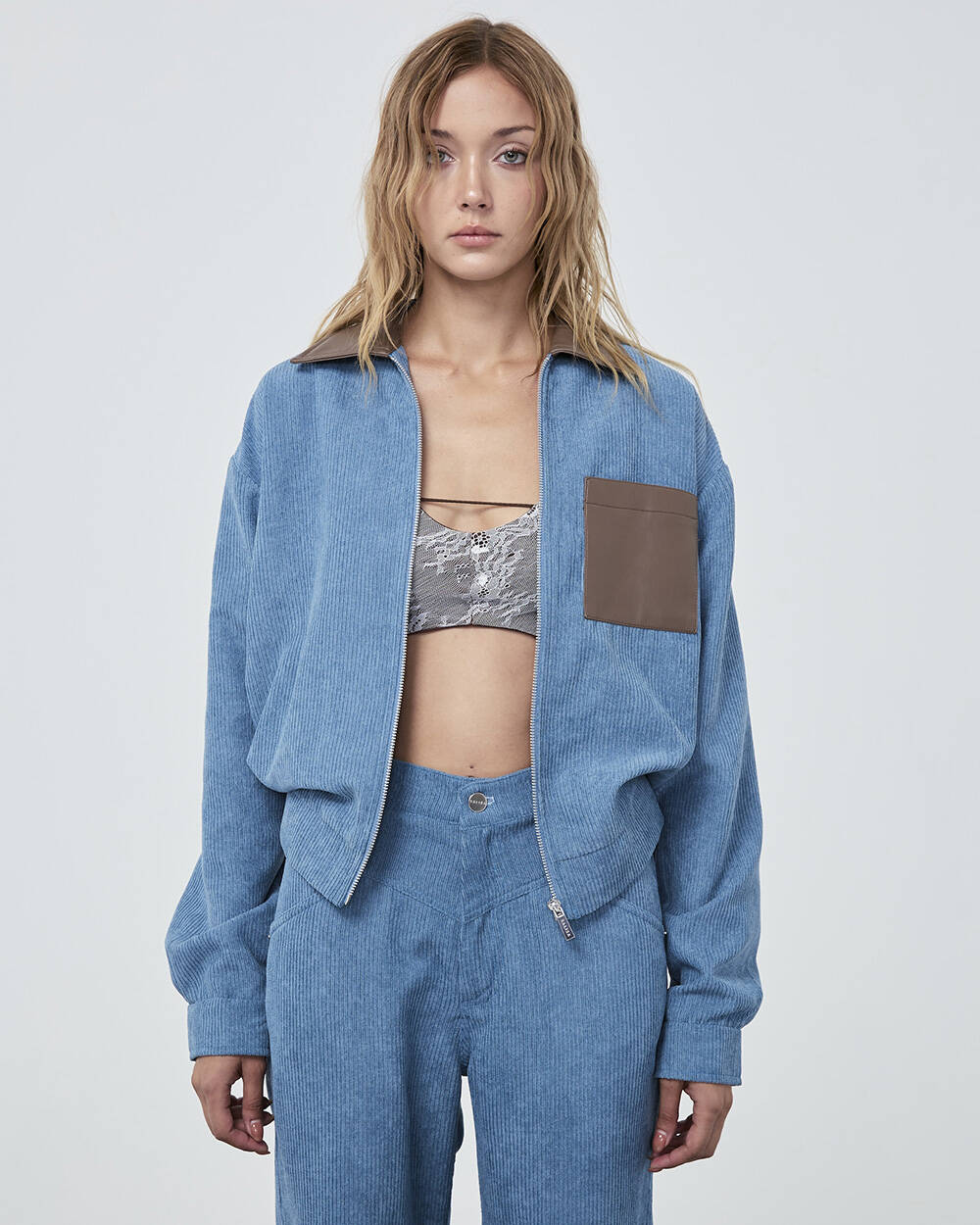JACKET FW25 Corduroy Ocean Cropped
