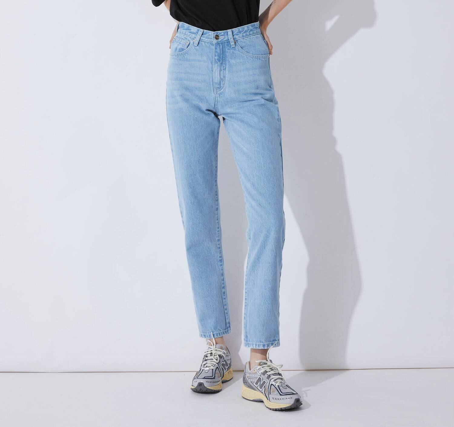 Jeans straight high waist Light Blue