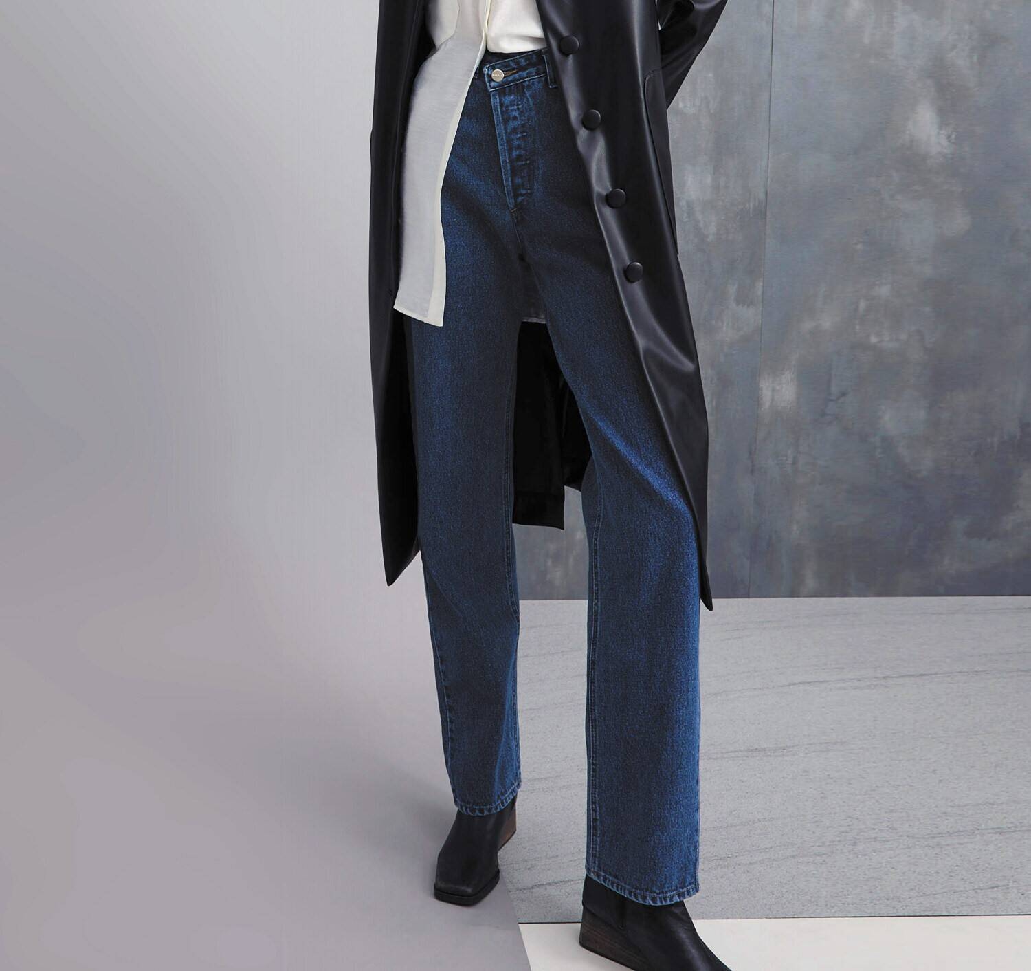 JEANS Overlap High Waist Mid Blue