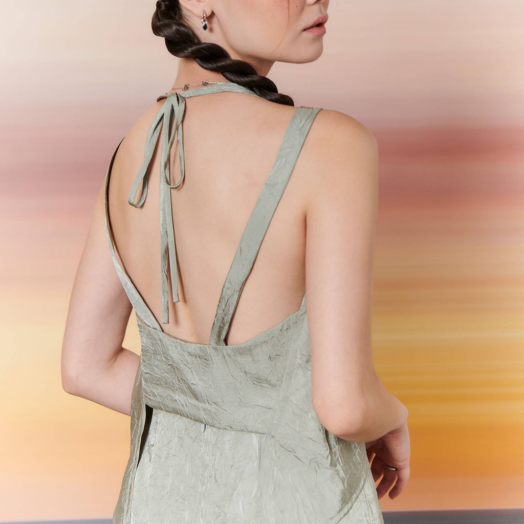 OPEN BACK BLOUSE SAGE GRANITE