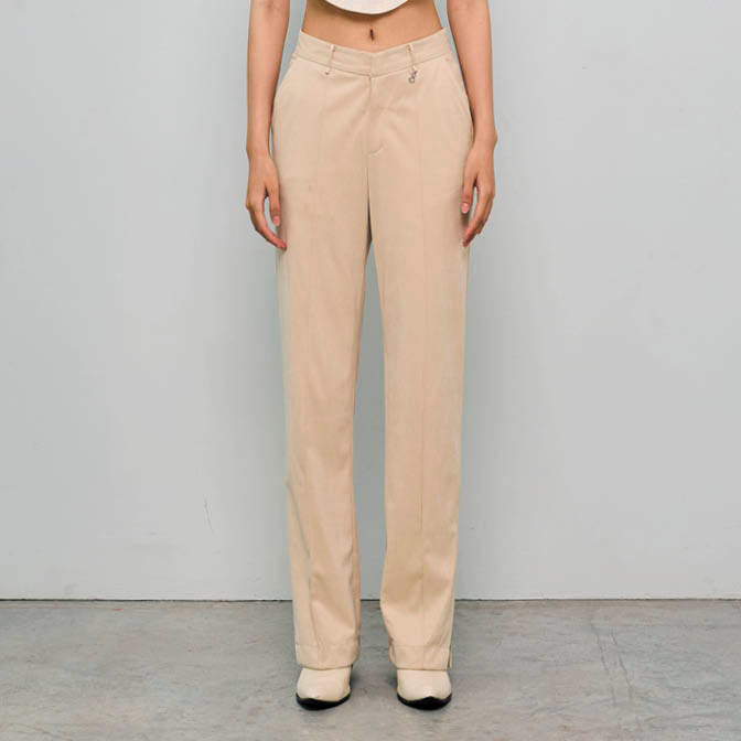 PANTS V FW24 Suede or Wool Cream Mid-Rise