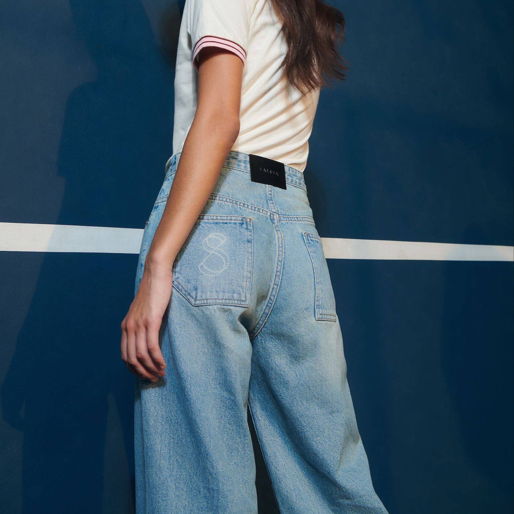 JEANS CUFF Mid-Rise Waist Light Blue