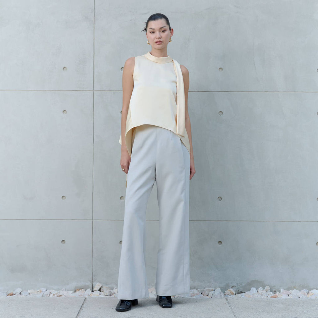 PANTS SS25 BUTTON Pleated (Adjustable Waist) Light Grey