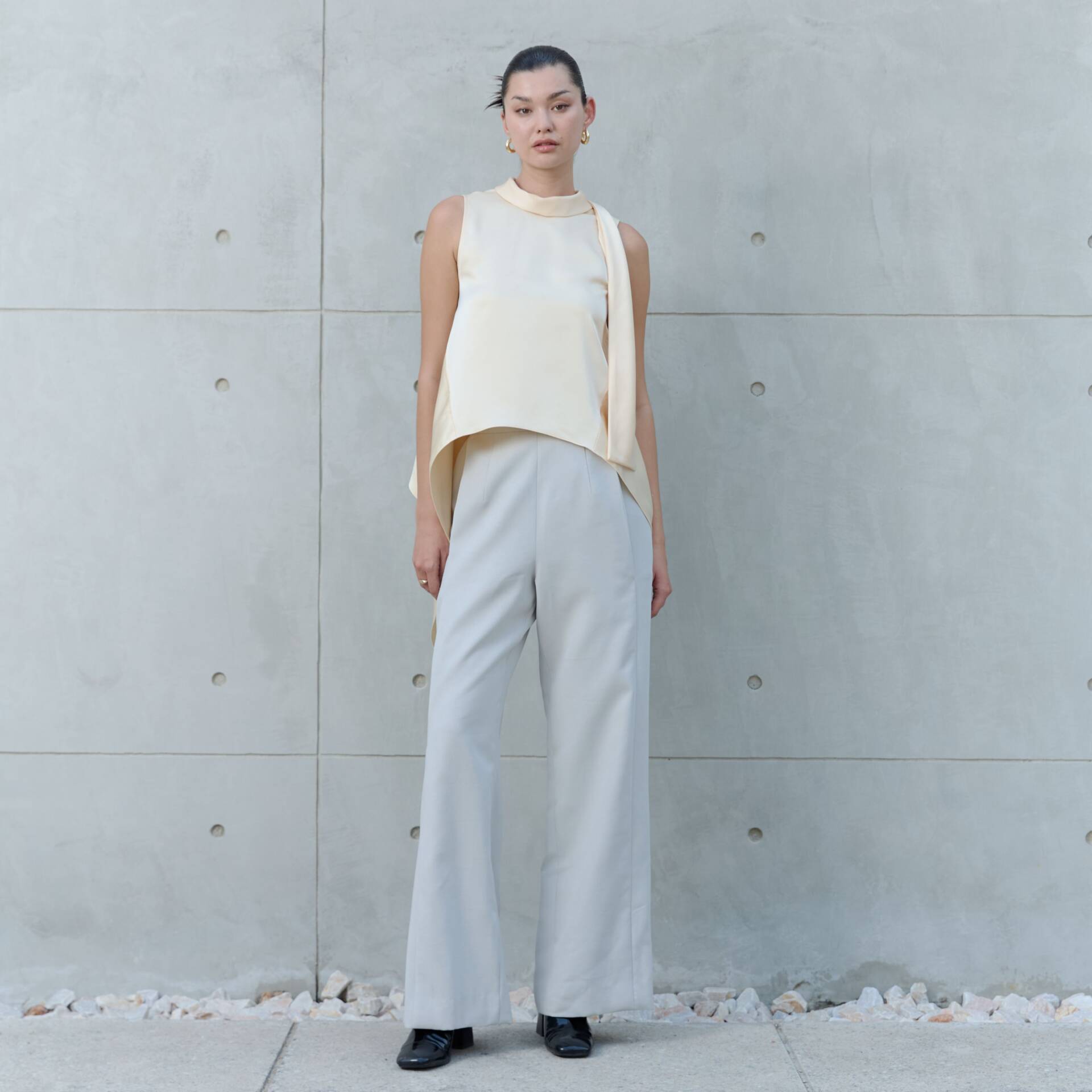 PANTS SS25 BUTTON Pleated (Adjustable Waist) Light Grey