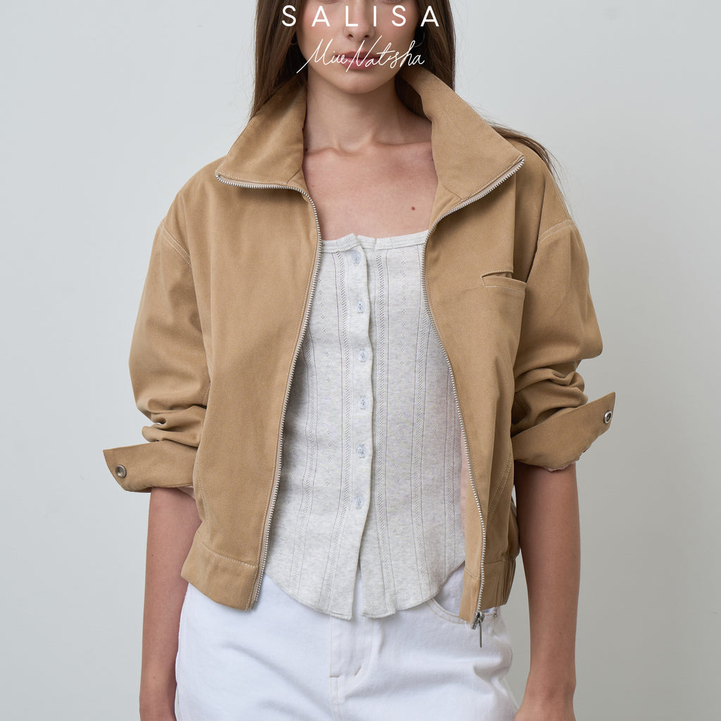 CROPPED BOMBER FW26 MN Vegan Suede