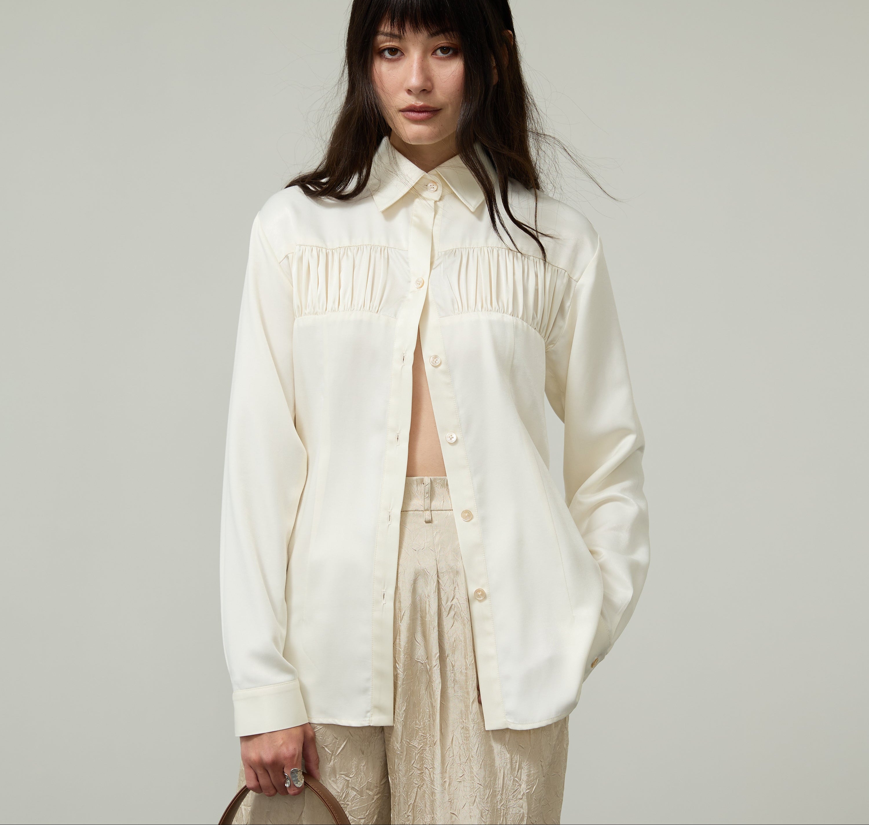 SATIN DRAPED BLOUSE SS26