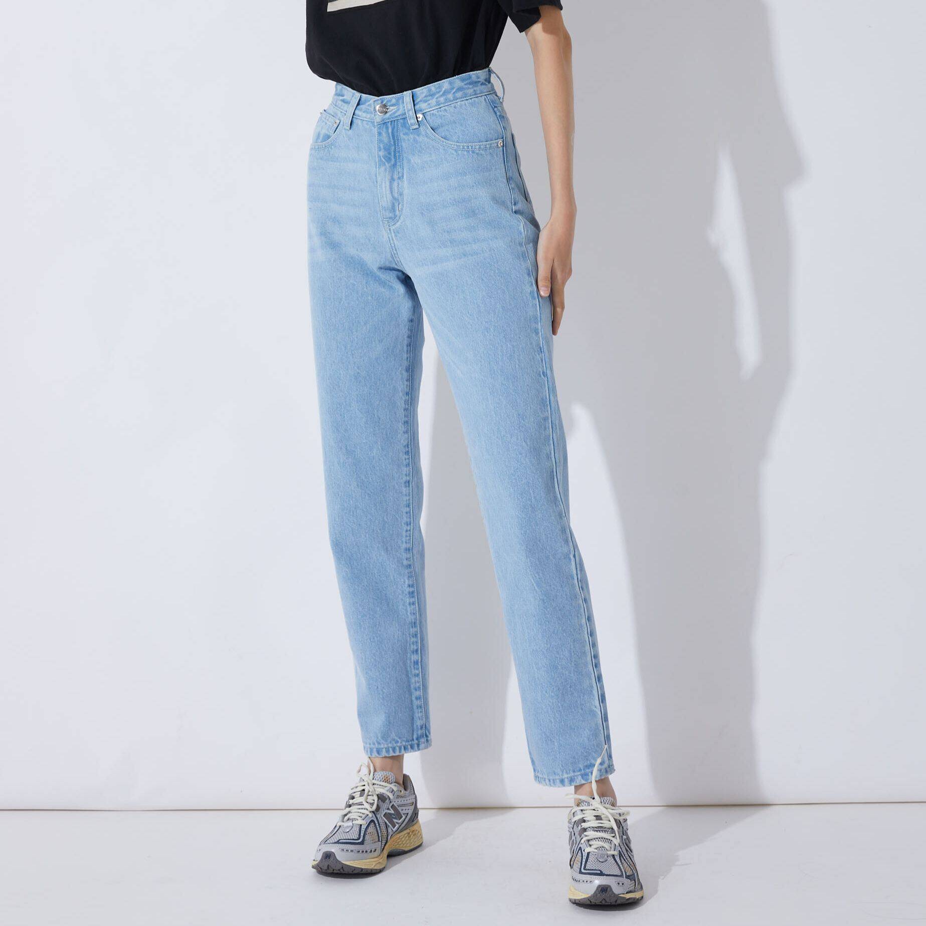 Jeans straight high waist Light Blue