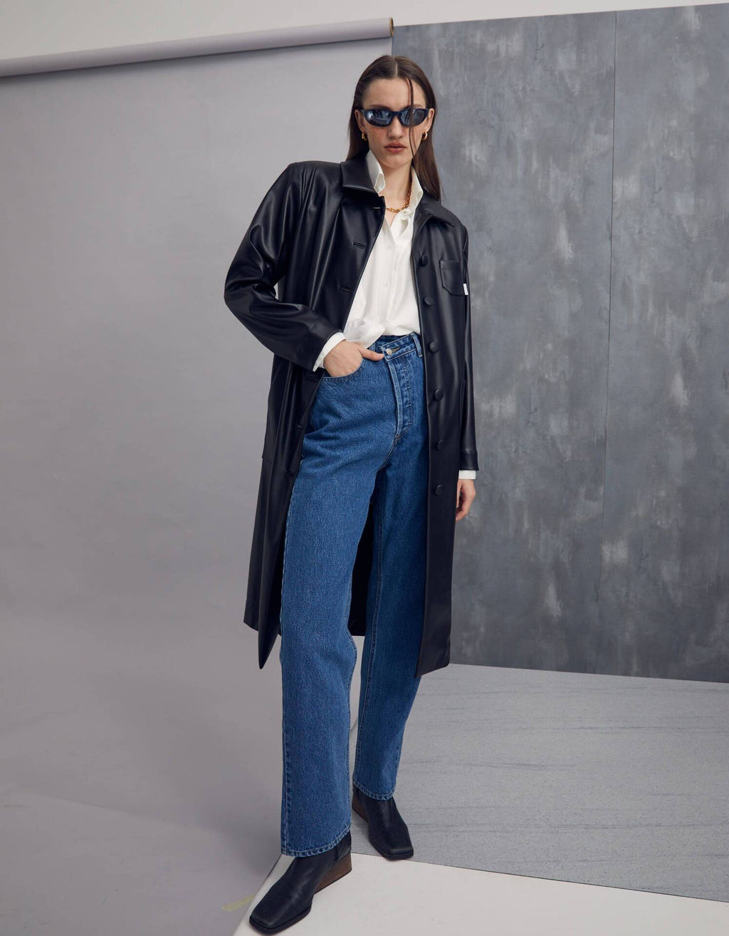 JEANS Overlap High Waist Mid Blue