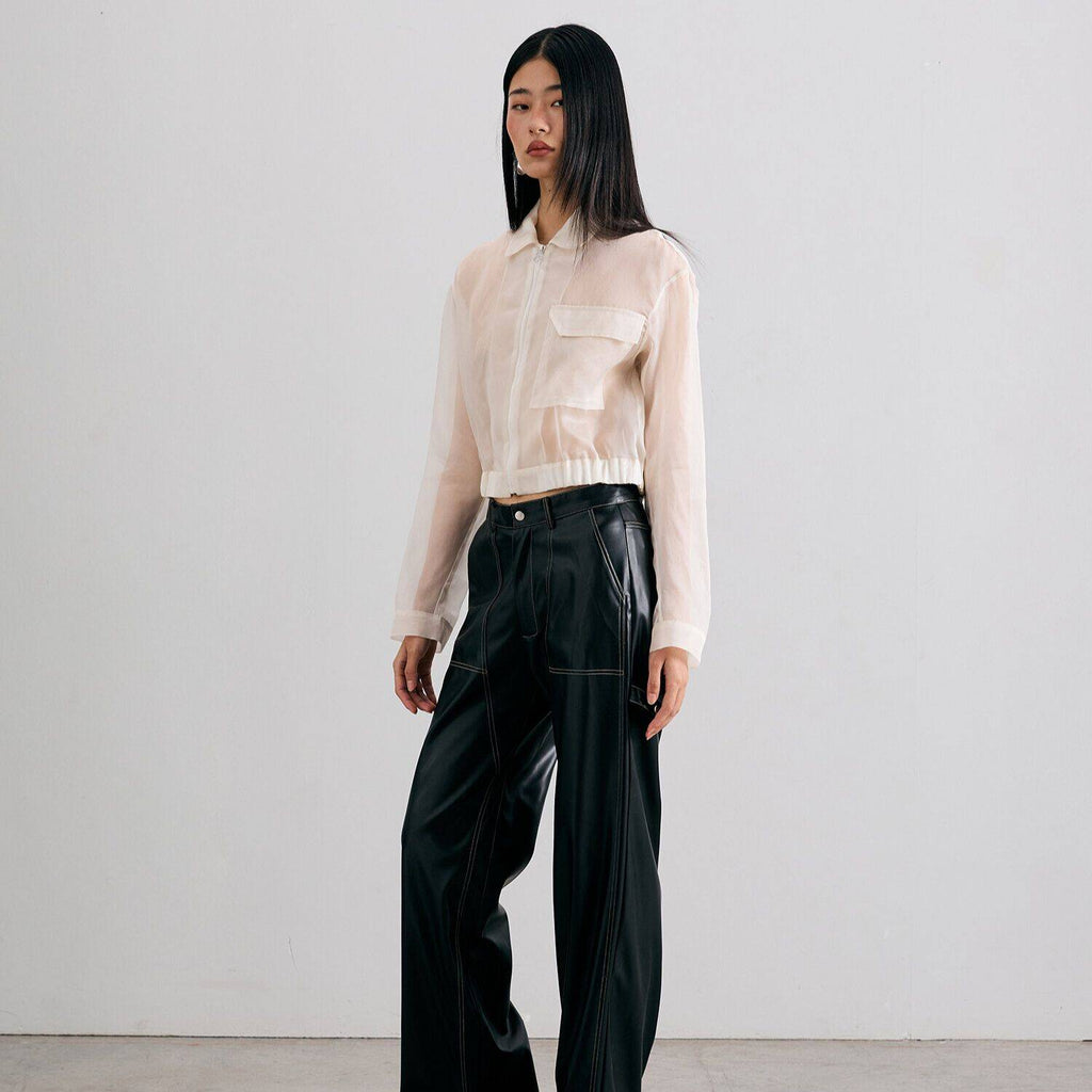 SILK BOMBER JACKET Cropped