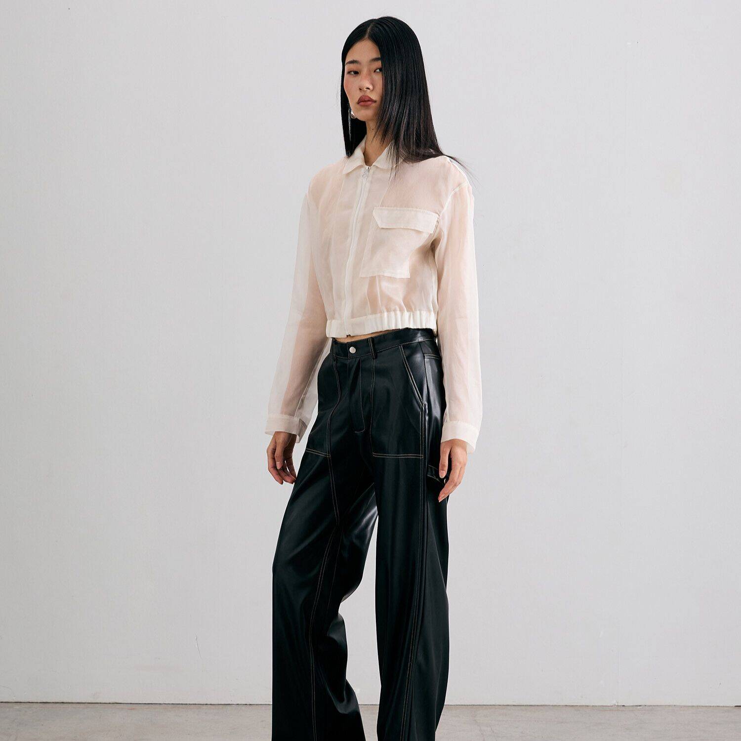 SILK BOMBER JACKET Cropped