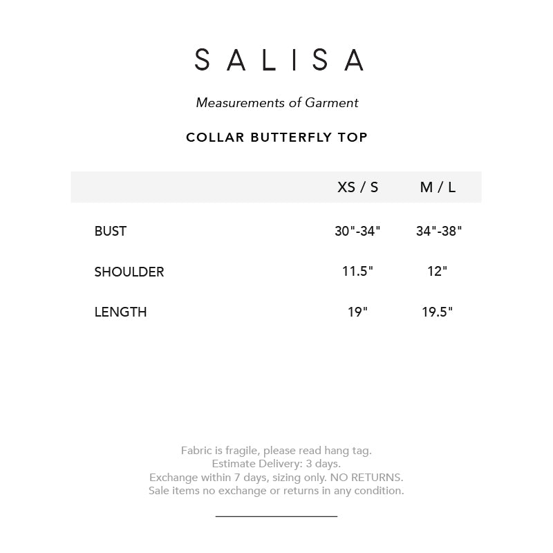 COLLAR BUTTERFLY TOP (Strap hang at back/around the neck)