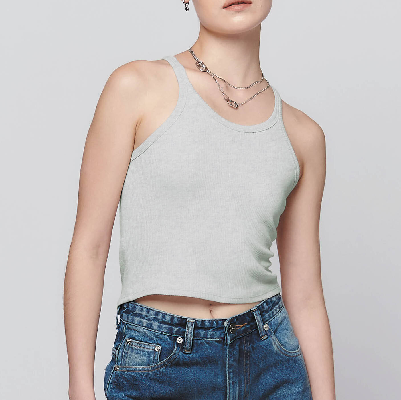 TANK Curve Crop Top Grey