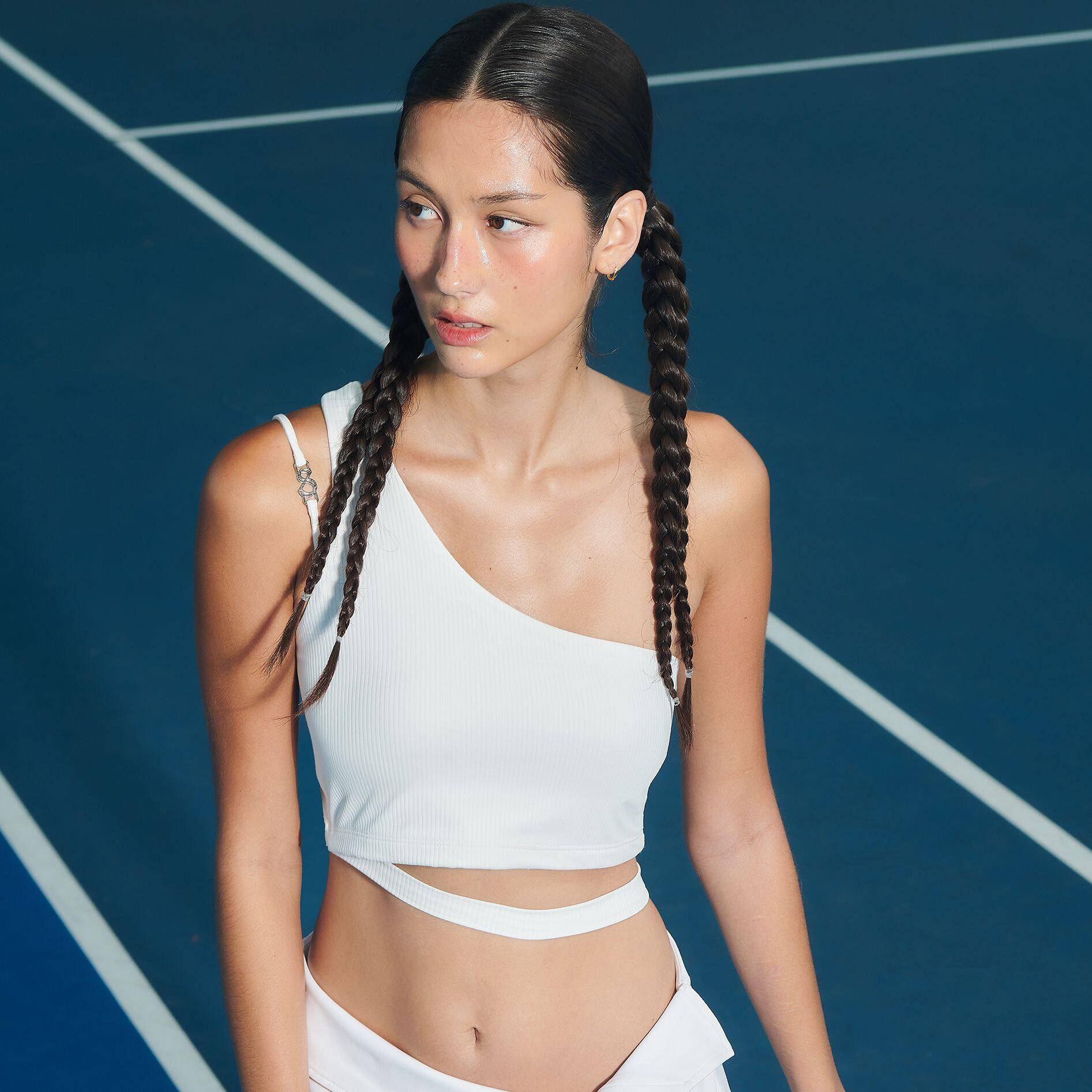 ONE-SHOULDER BRALETTE White (Removable Padding)