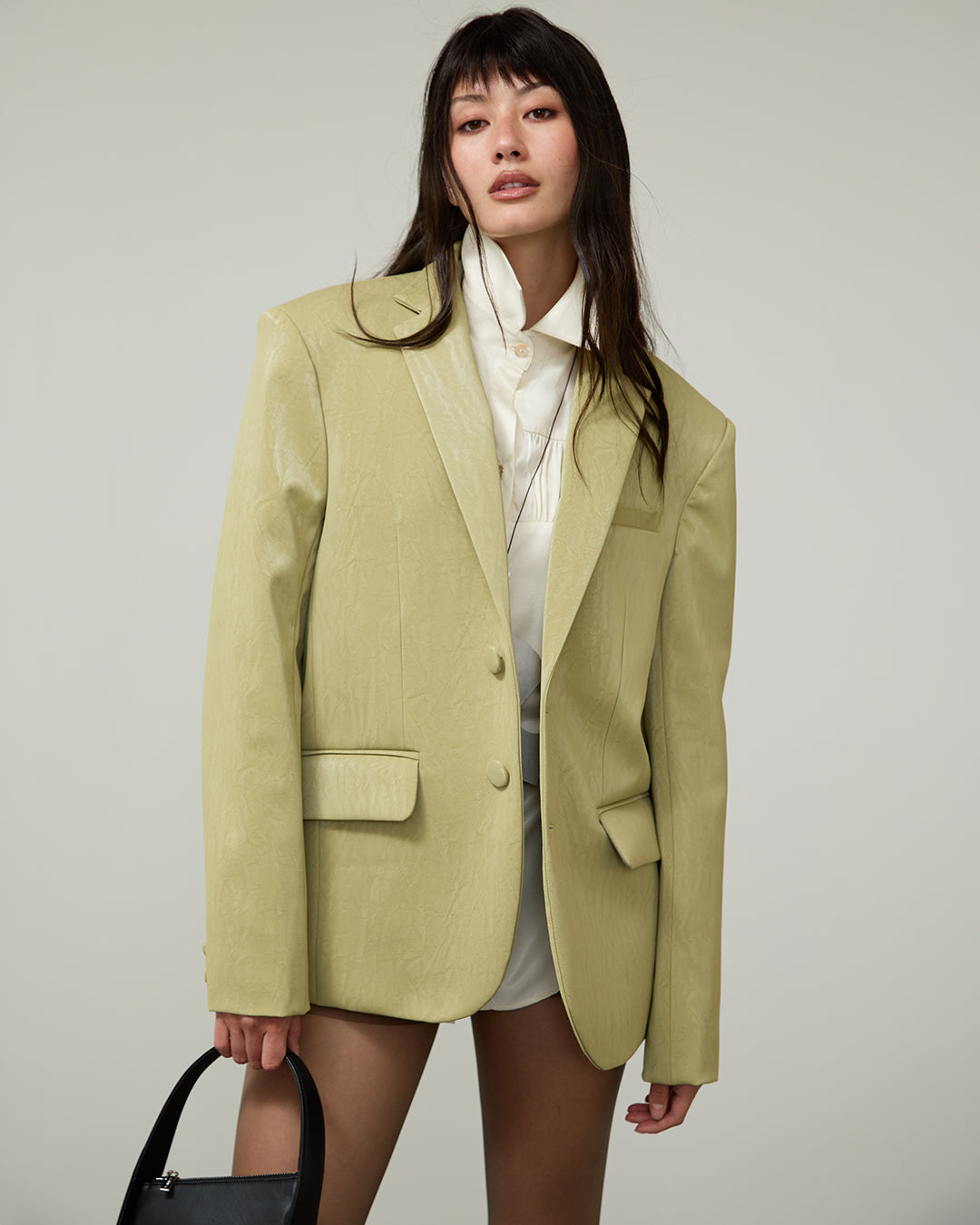 BLAZER SUIT Vegan Leather Sage Granite Oversized