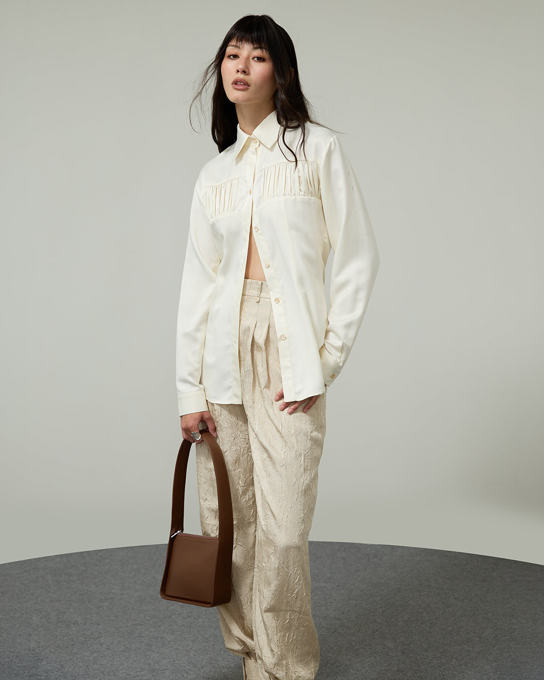 SATIN DRAPED BLOUSE SS26