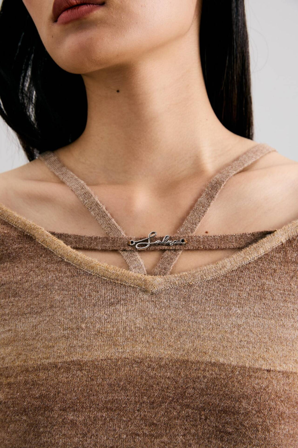 OMBRE OFF-THE-SHOULDER KNIT OTS TOP (100% Wool)