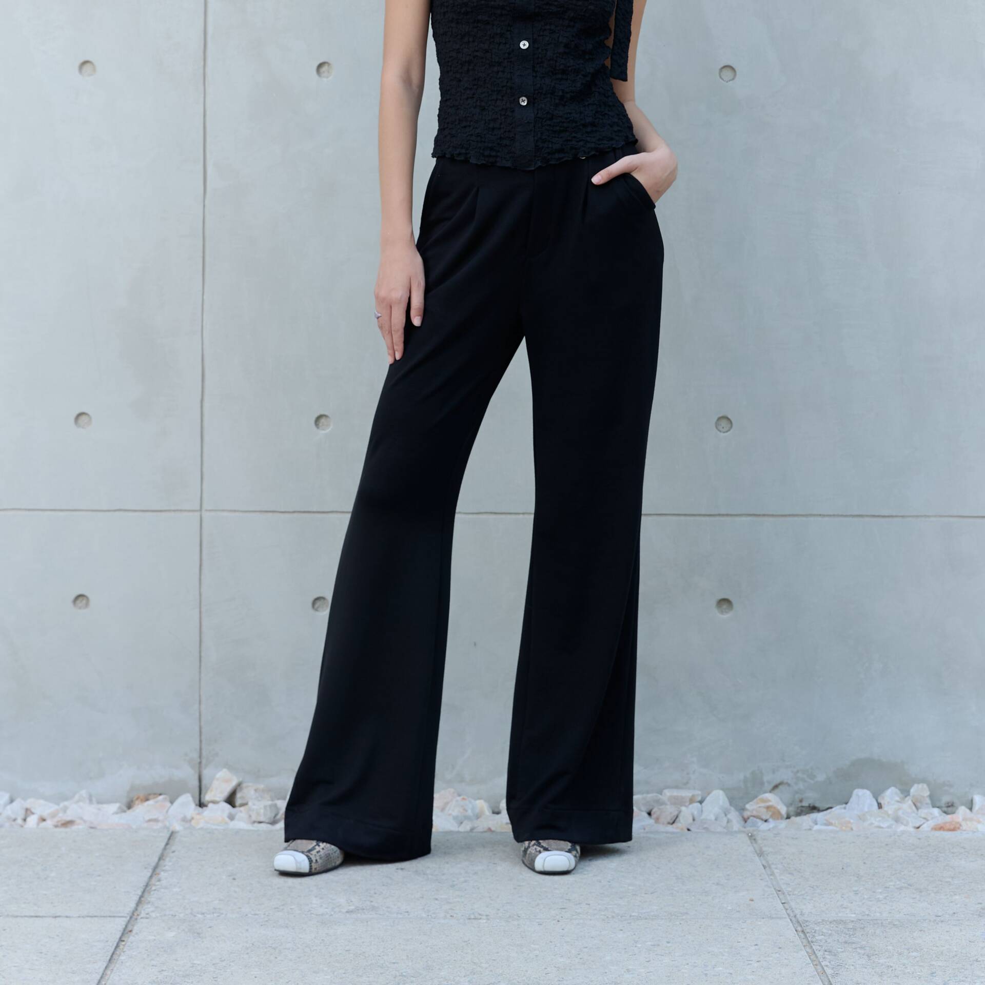 TWIST PANTS SS25 SOFT JERSEY High Waist Black
