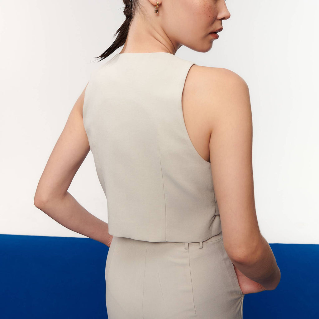 VEST Cropped Top Light Grey (adjustable buckle strap)