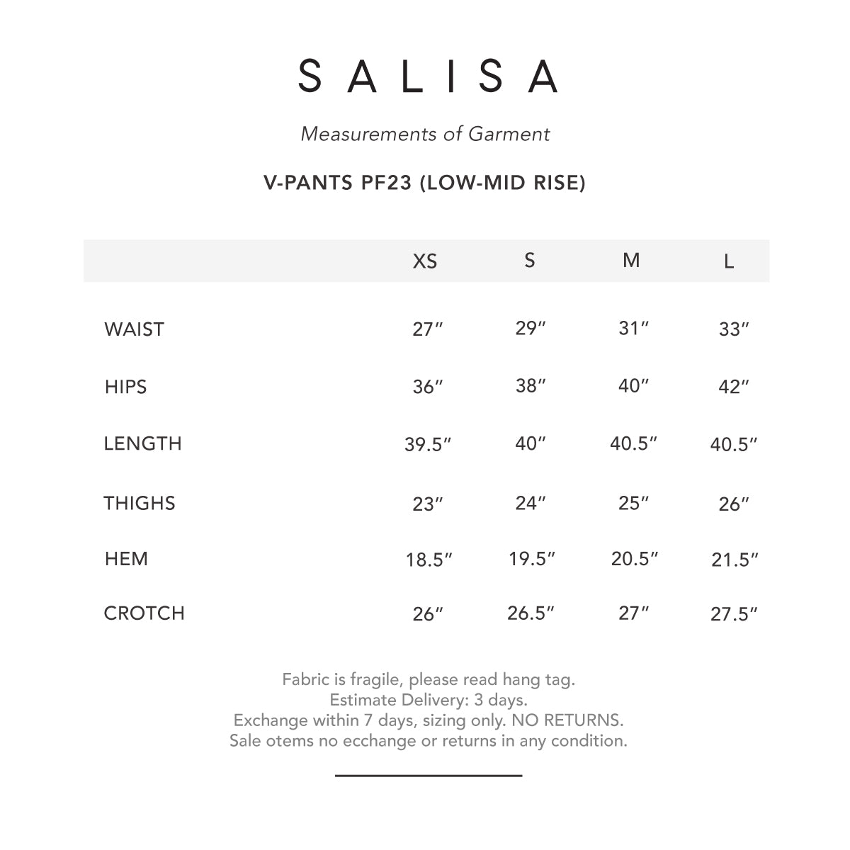 PANTS V Black Granite (low-mid rise waist)