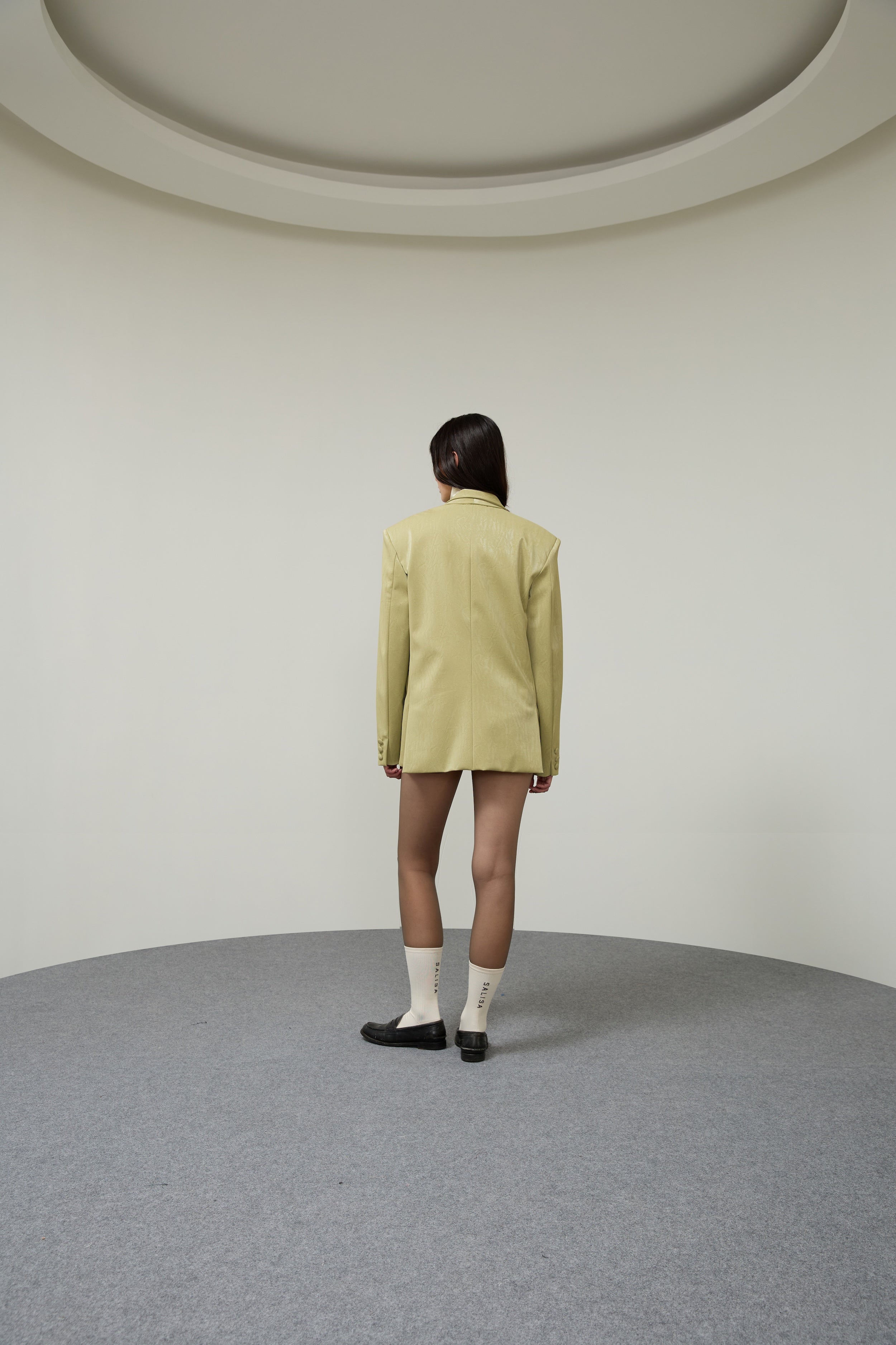 BLAZER SUIT Vegan Leather Sage Granite Oversized