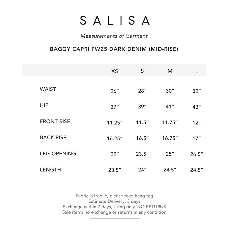 BAGGY CAPRI FW25 Dark Denim (Mid-Rise