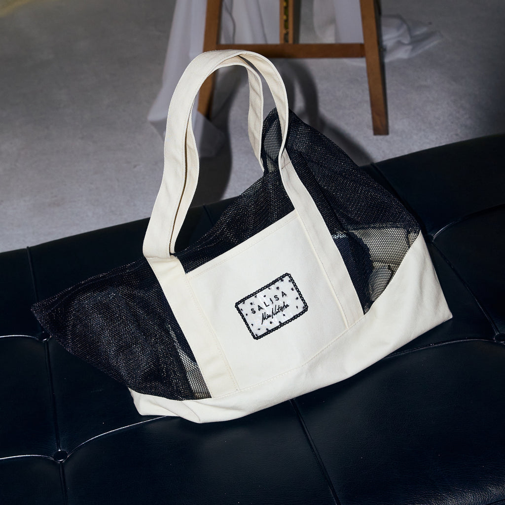 MN MESH CANVAS FW26 TOTE (With Drawstring Shoe Bag)