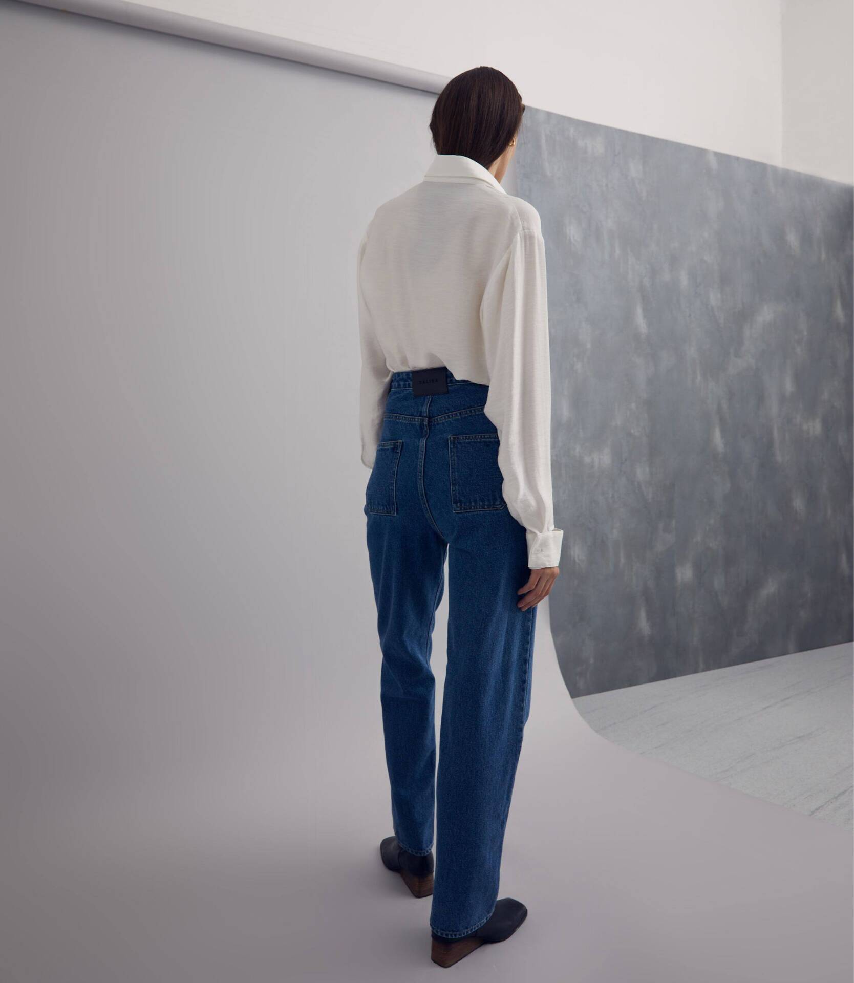 JEANS Overlap High Waist Mid Blue