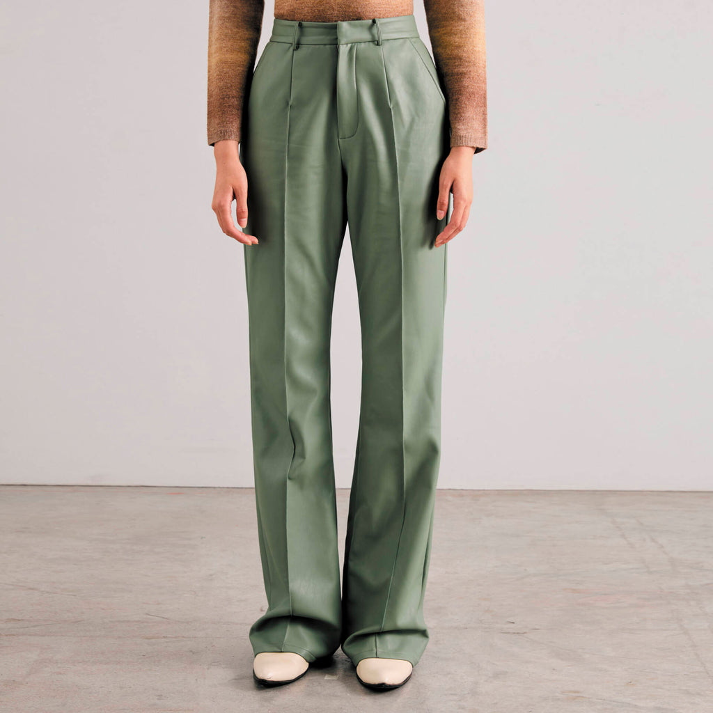 PANTS FW24 Flare High Waist Pistachio Vegan Leather