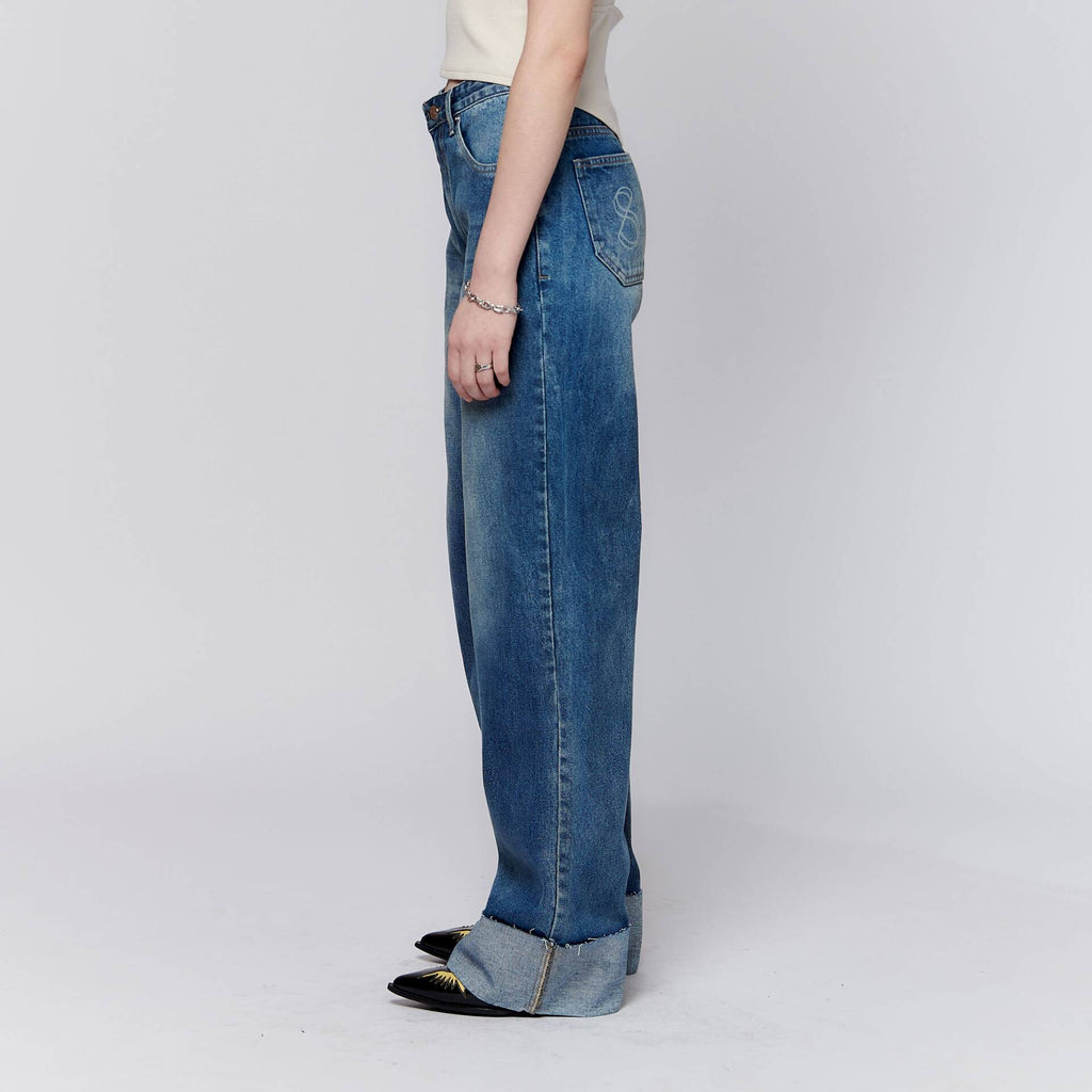 JEANS CUFF Mid-Rise Waist Indigo