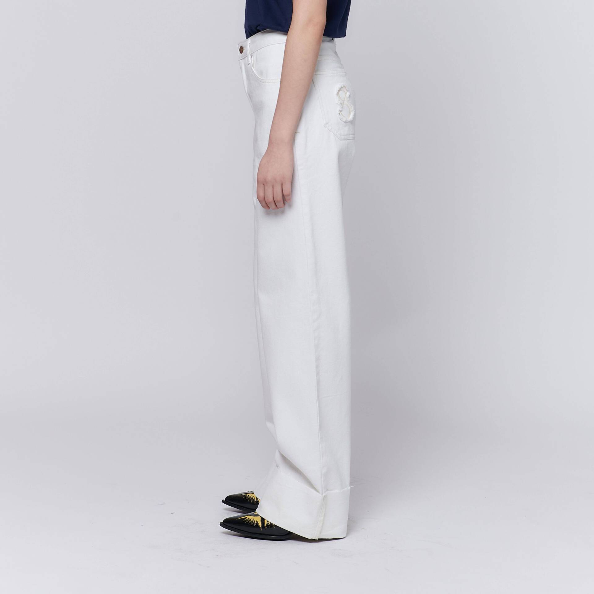 JEANS CUFF Mid-Rise Waist White