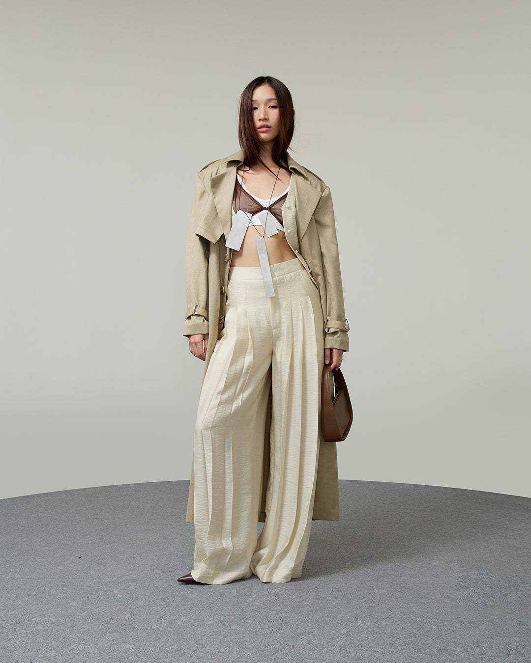 TRENCH COAT SS26 Herringbone Beige Oversized