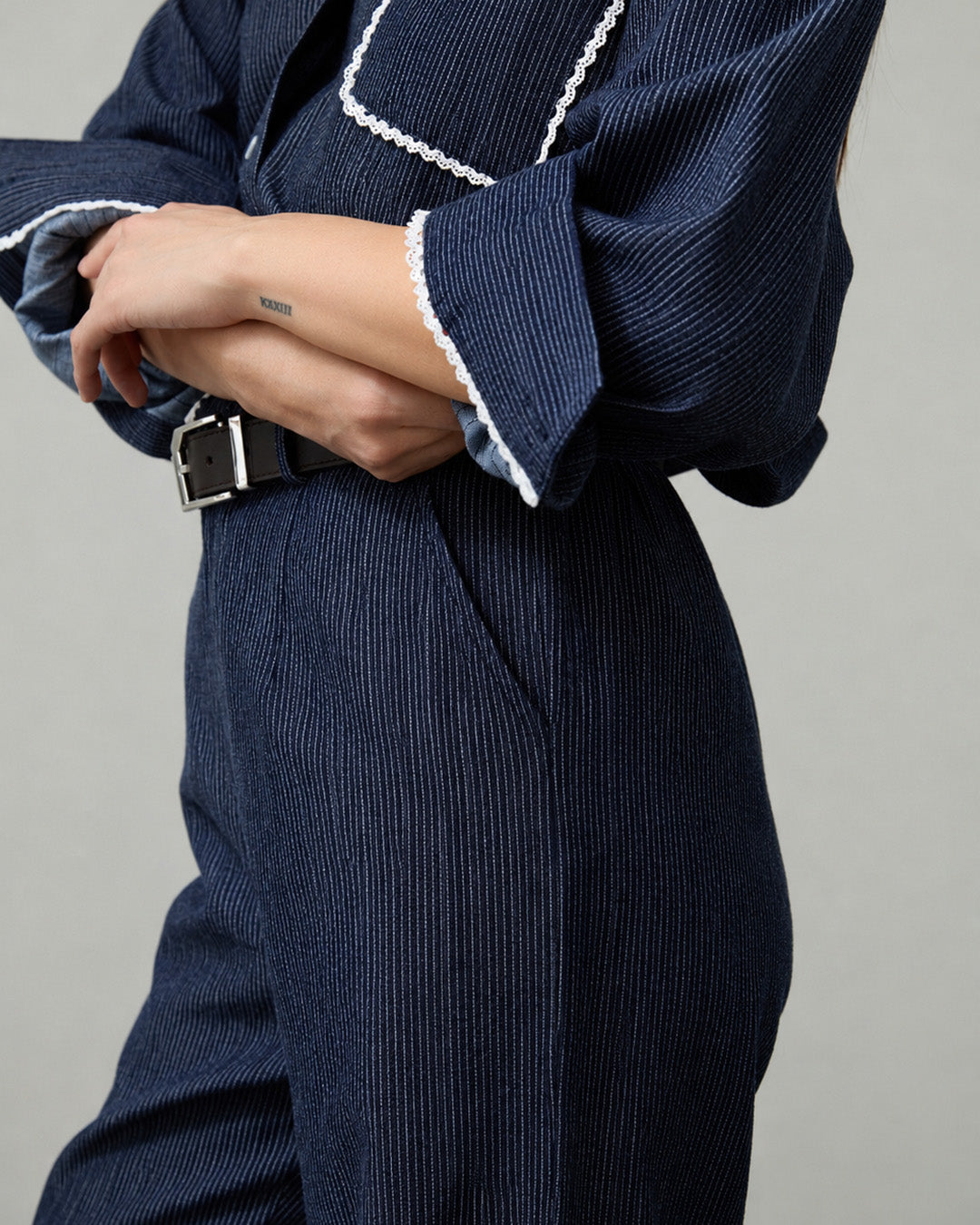 STRIPED PANTS SS26 SOFT DENIM