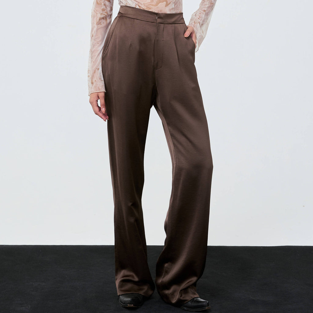 SATIN PANTS FW25 Brown