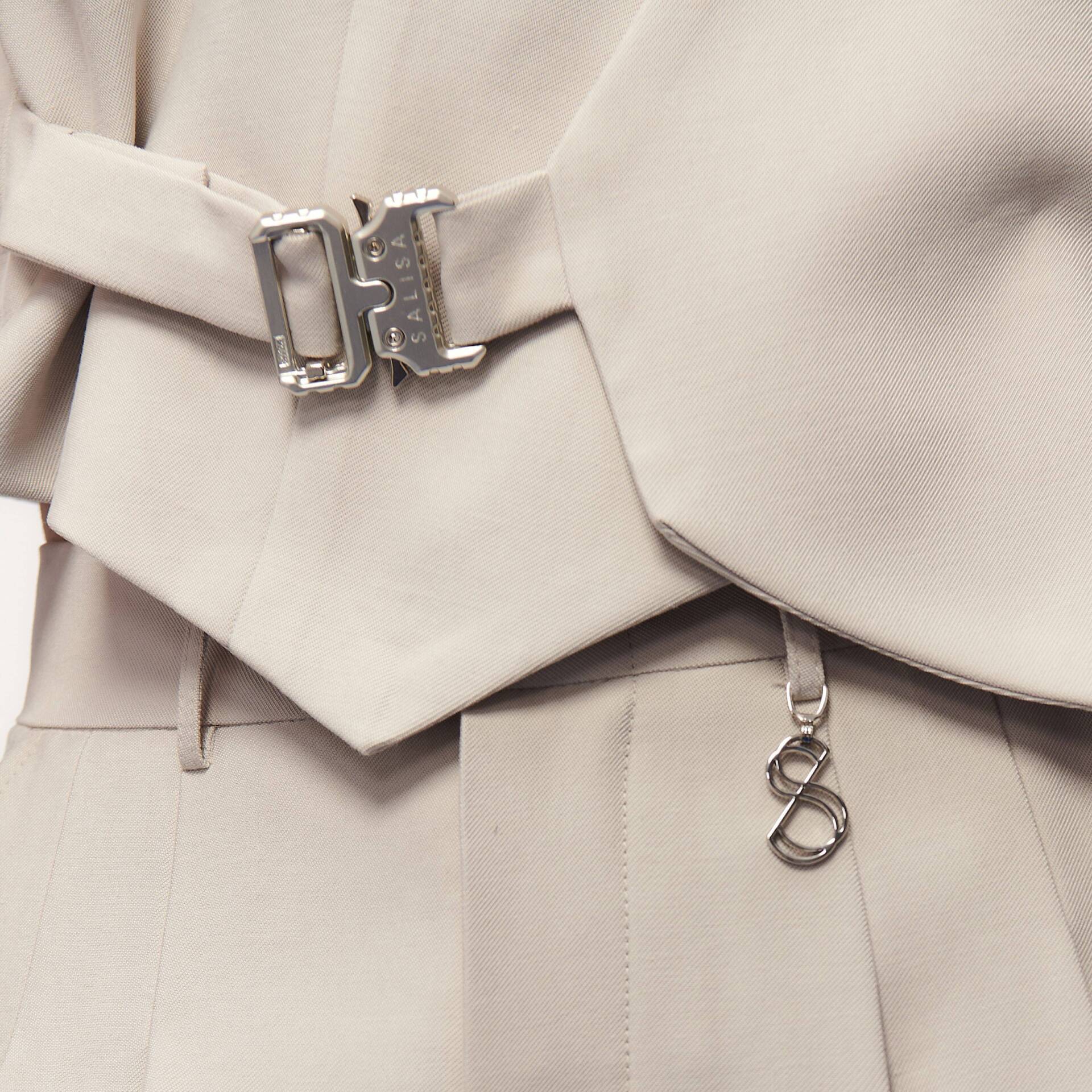VEST Cropped Top Light Grey (adjustable buckle strap)