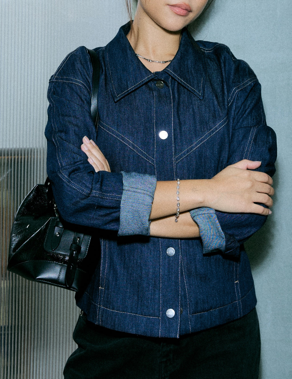 JACKET CROPPED MN FW26 Dark Denim