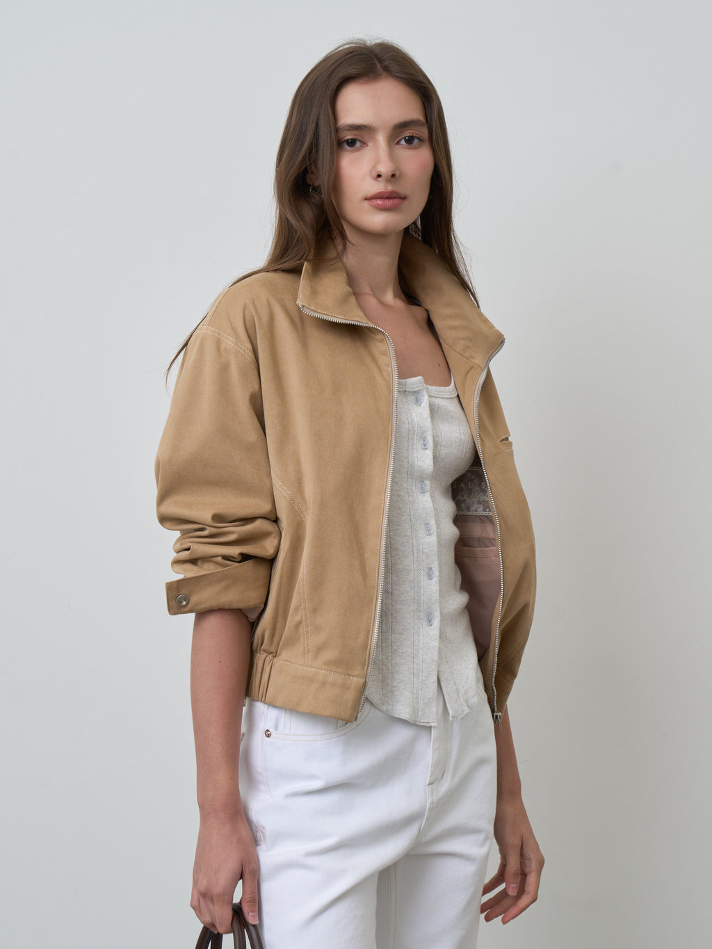 CROPPED BOMBER FW26 MN Vegan Suede
