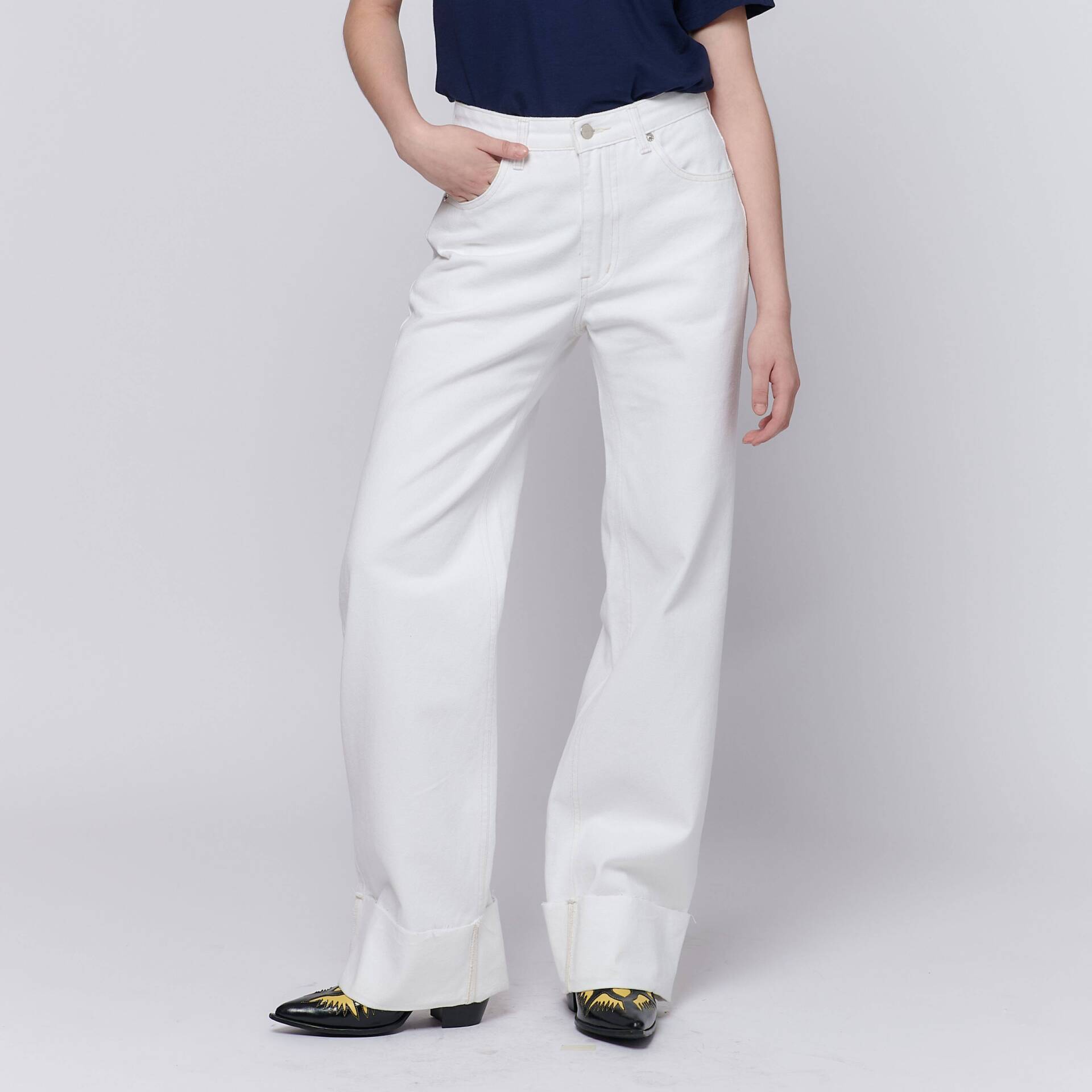 JEANS CUFF Mid-Rise Waist White