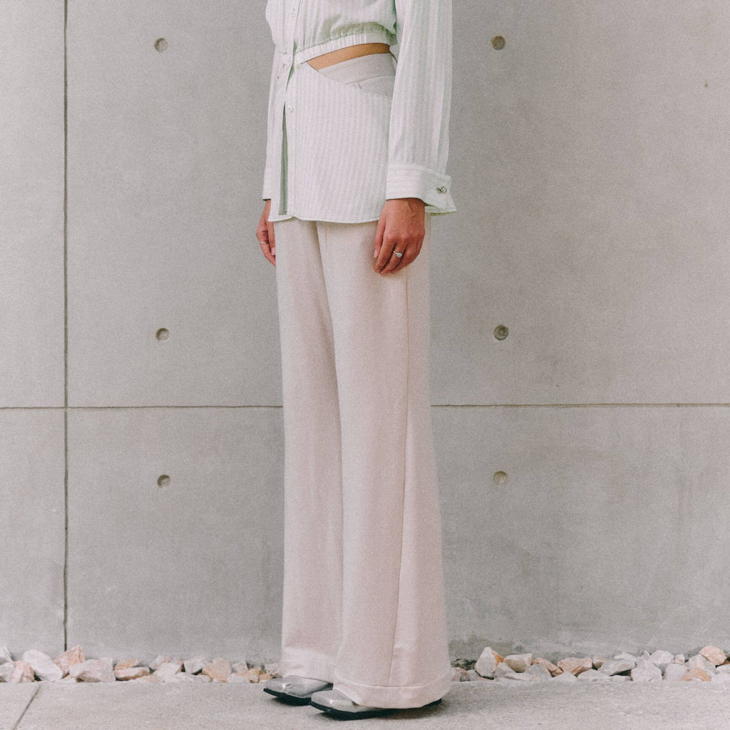 TWIST PANTS SS25 SOFT JERSEY High Waist Mushroom