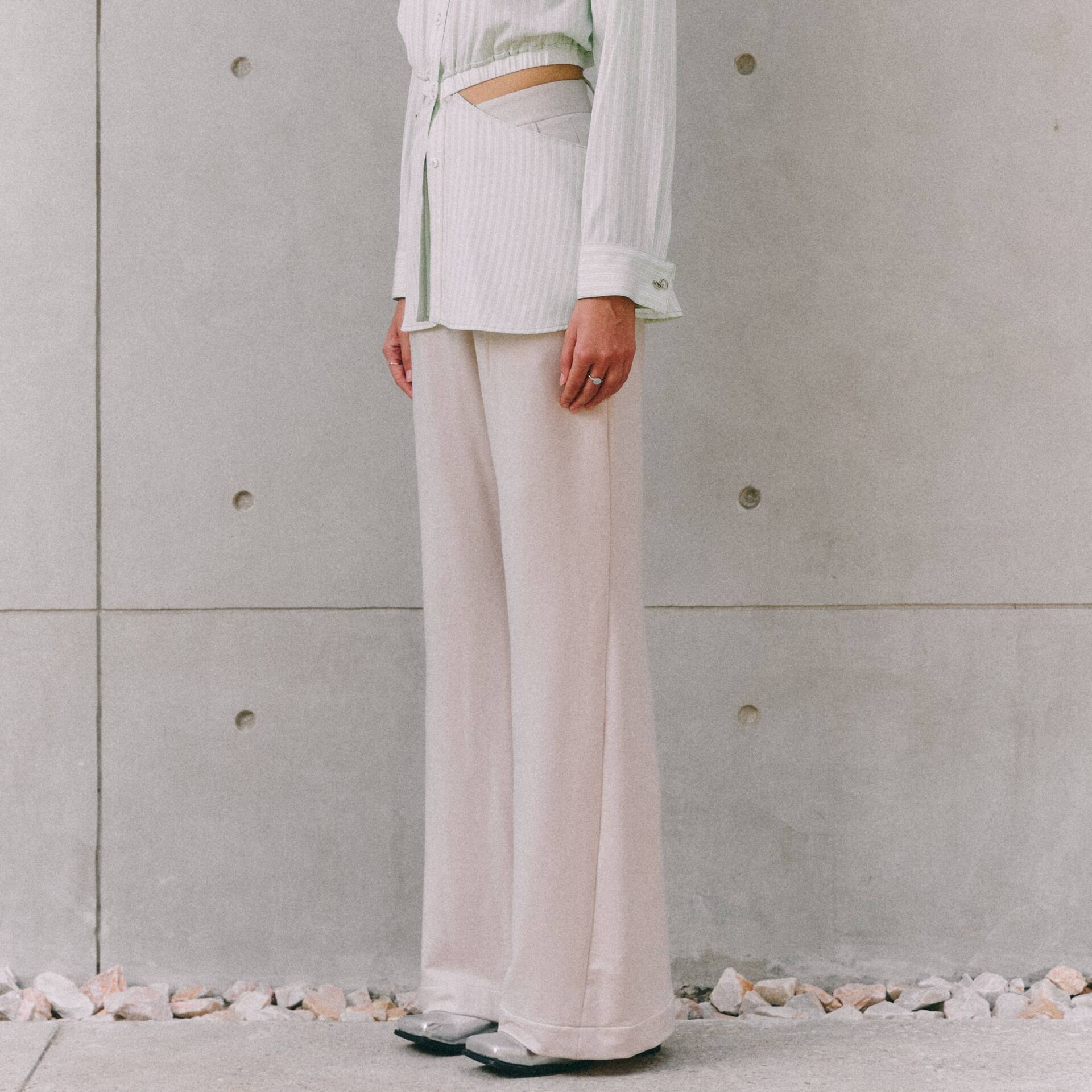 TWIST PANTS SS25 SOFT JERSEY High Waist Mushroom