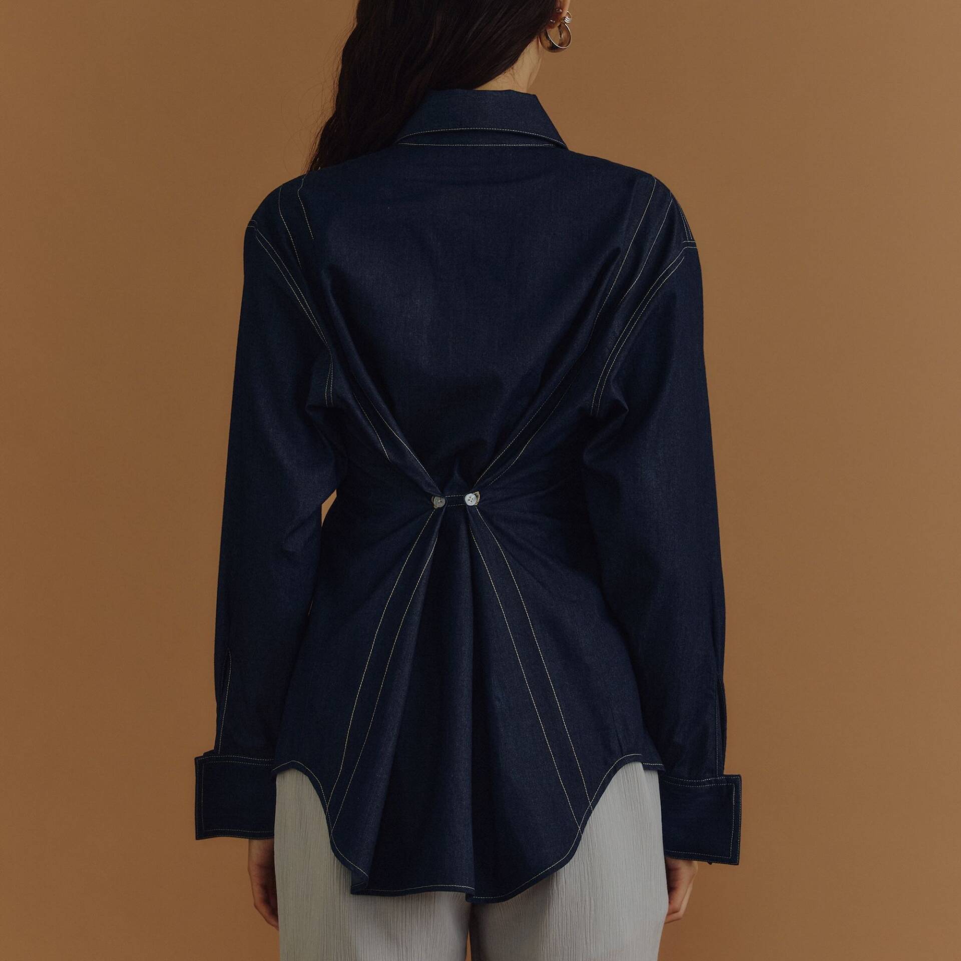 Oversized SHIRT BUTTON Lightweight Denim Cotton (Back Adjustable Button)