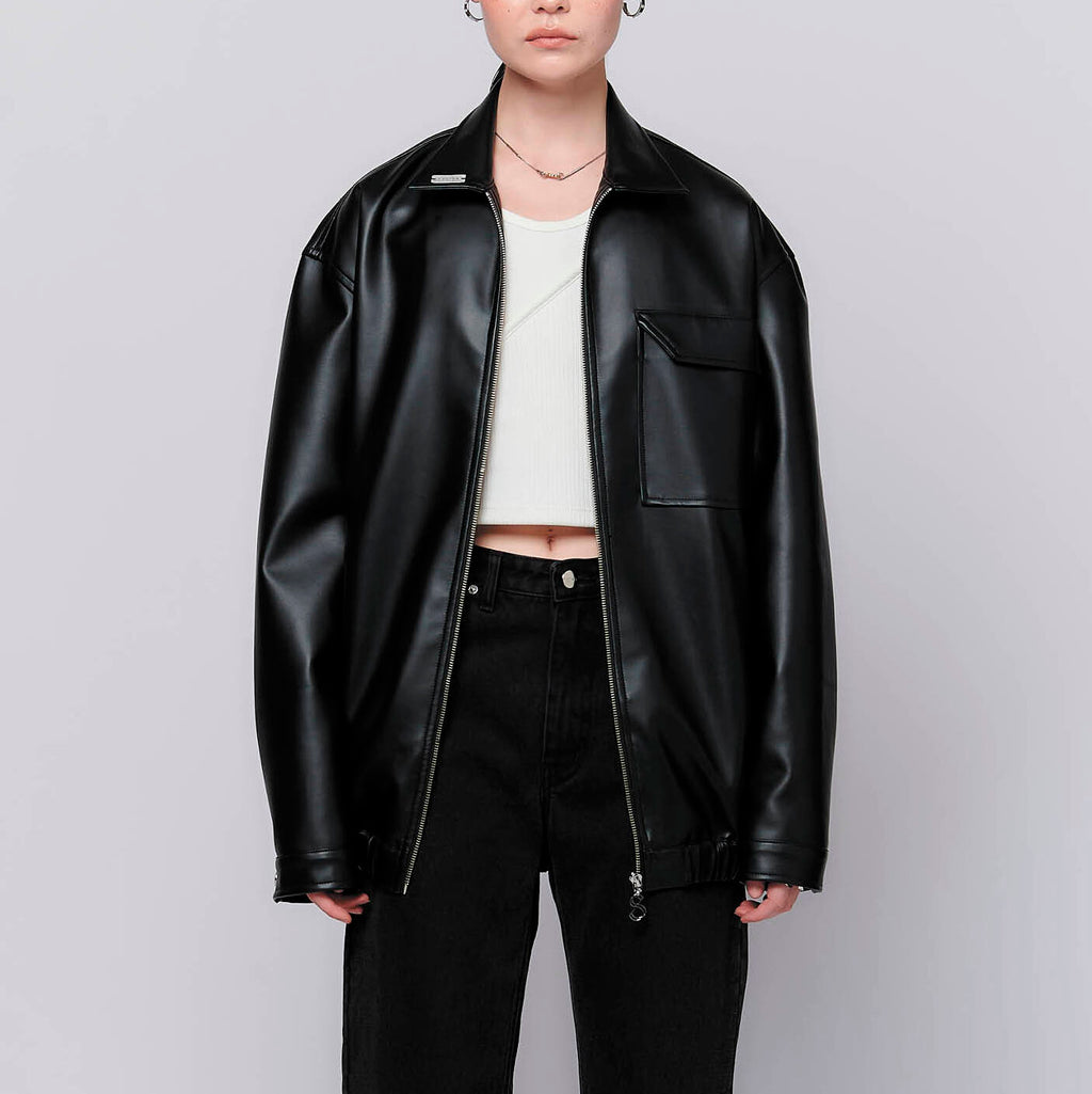 OVERSIZED BOMBER JACKET Vegan Leather