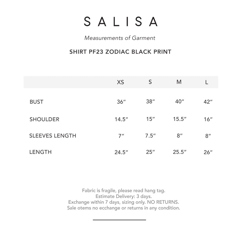 Silk SHIRT PF23 Zodiac Black Print with Back Cut-Out