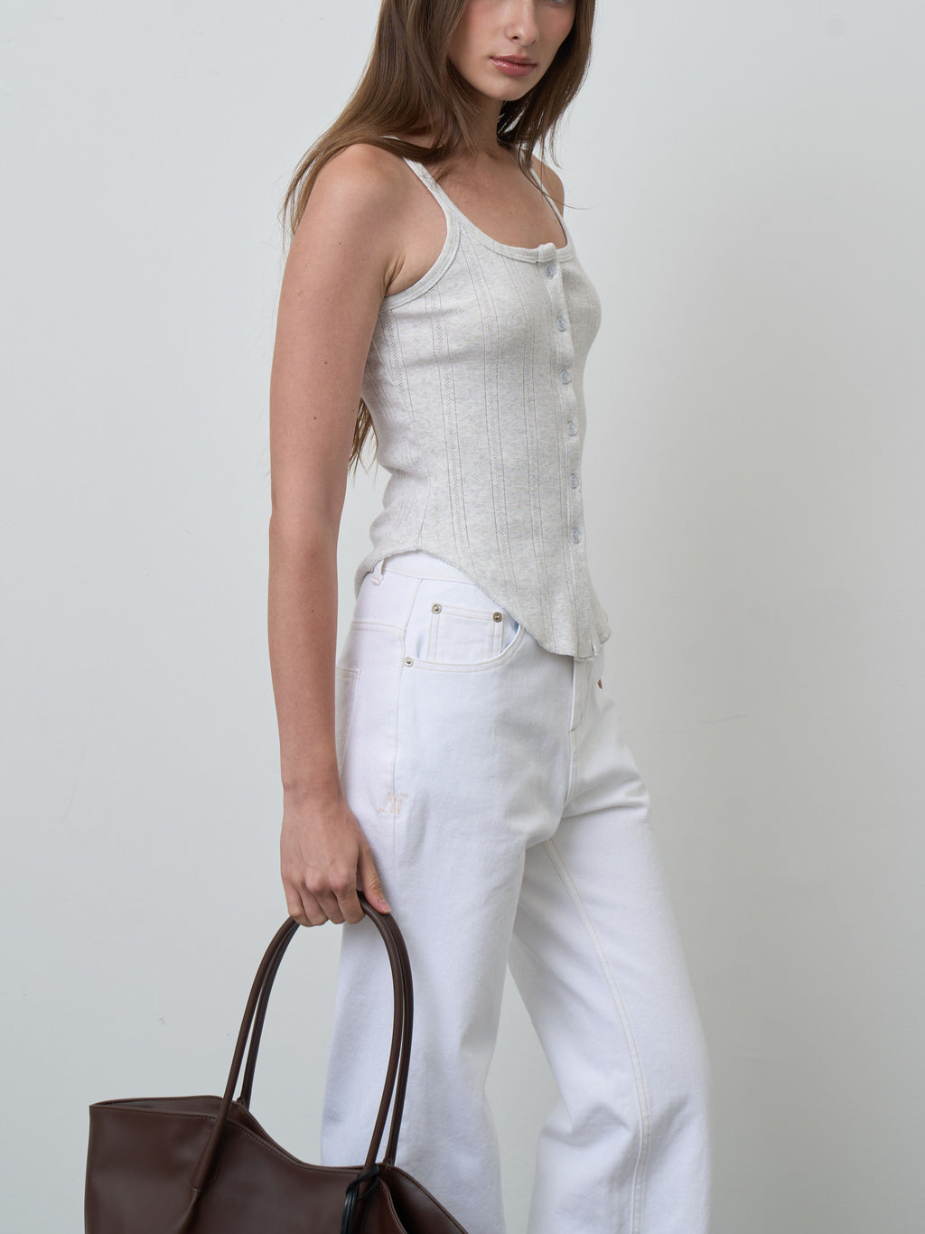 TANK MN FW26 BUTTON Pointelle