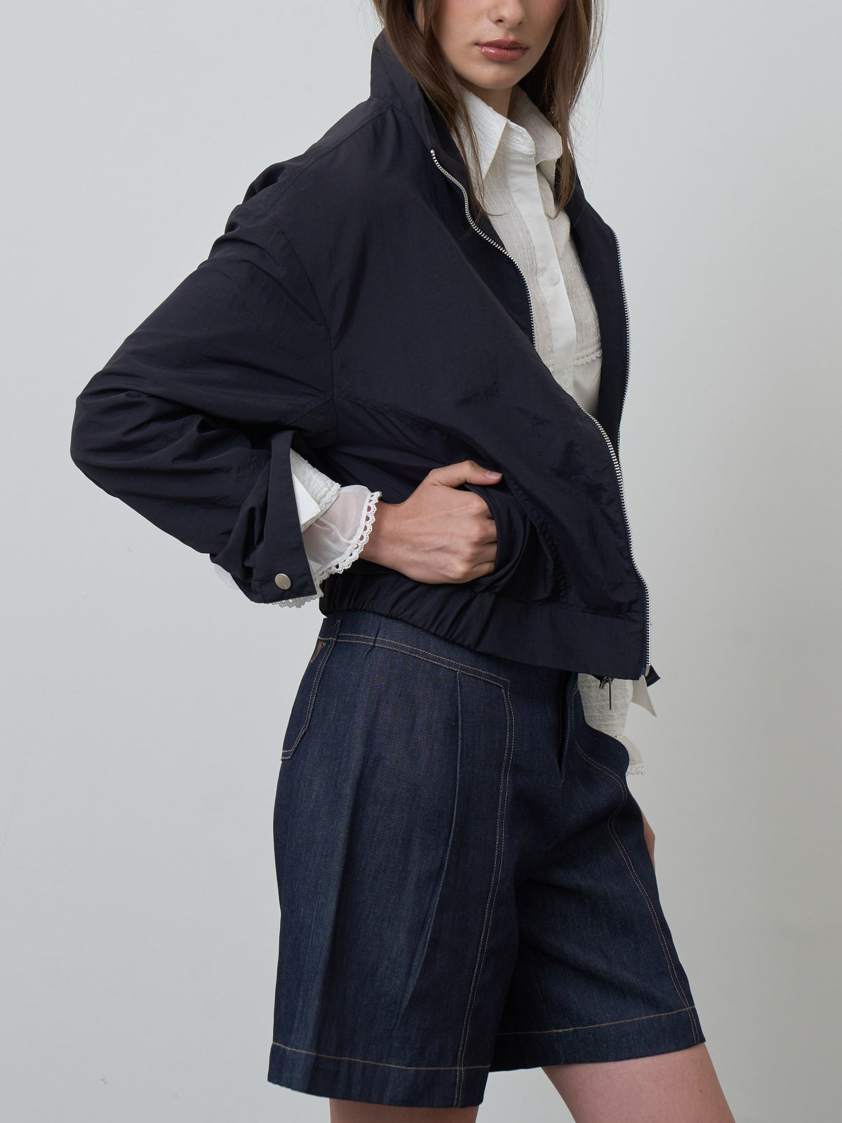 CROPPED BOMBER FW26 MN Nylon