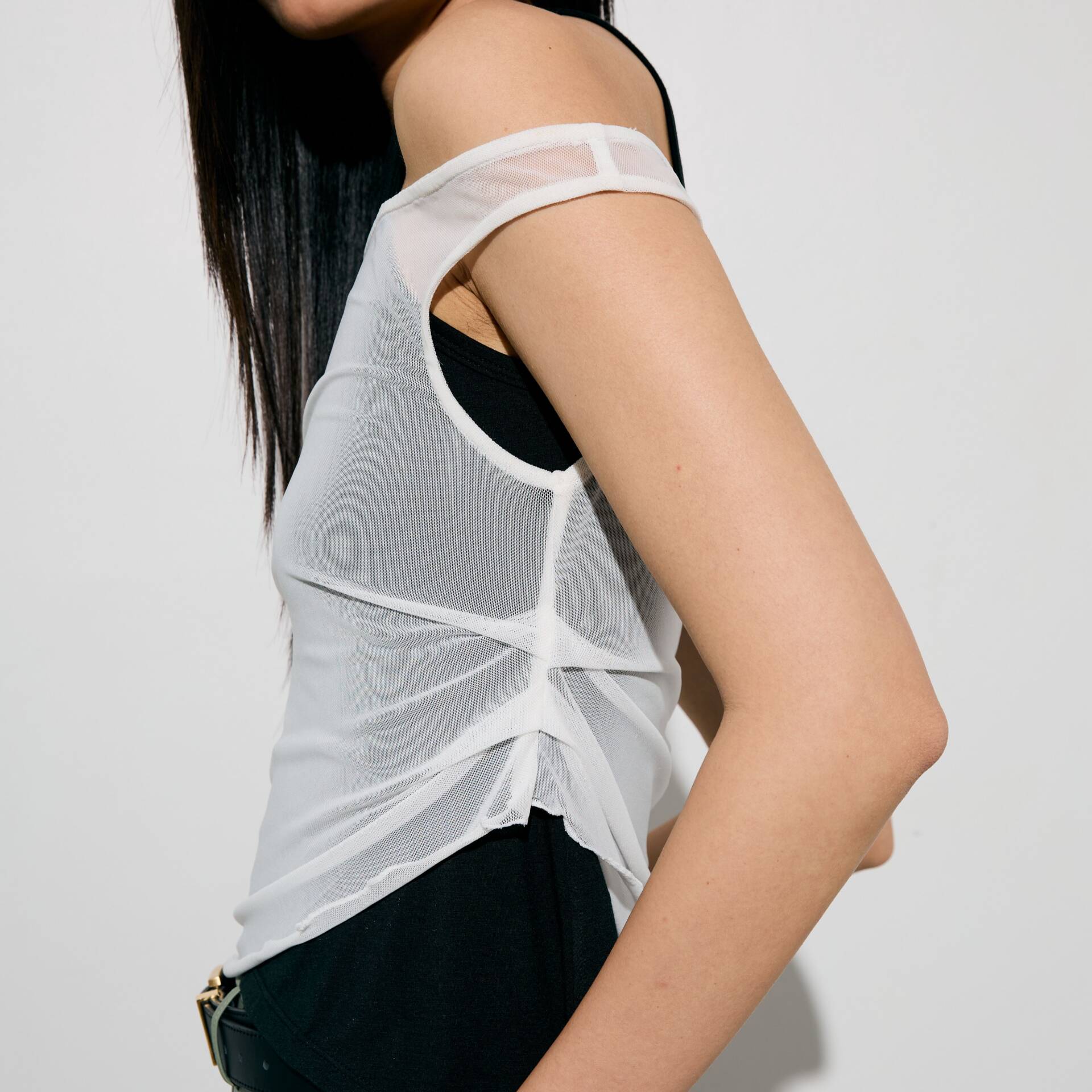 MESH DOUBLE TANK FW24 Jersey Top Black/White