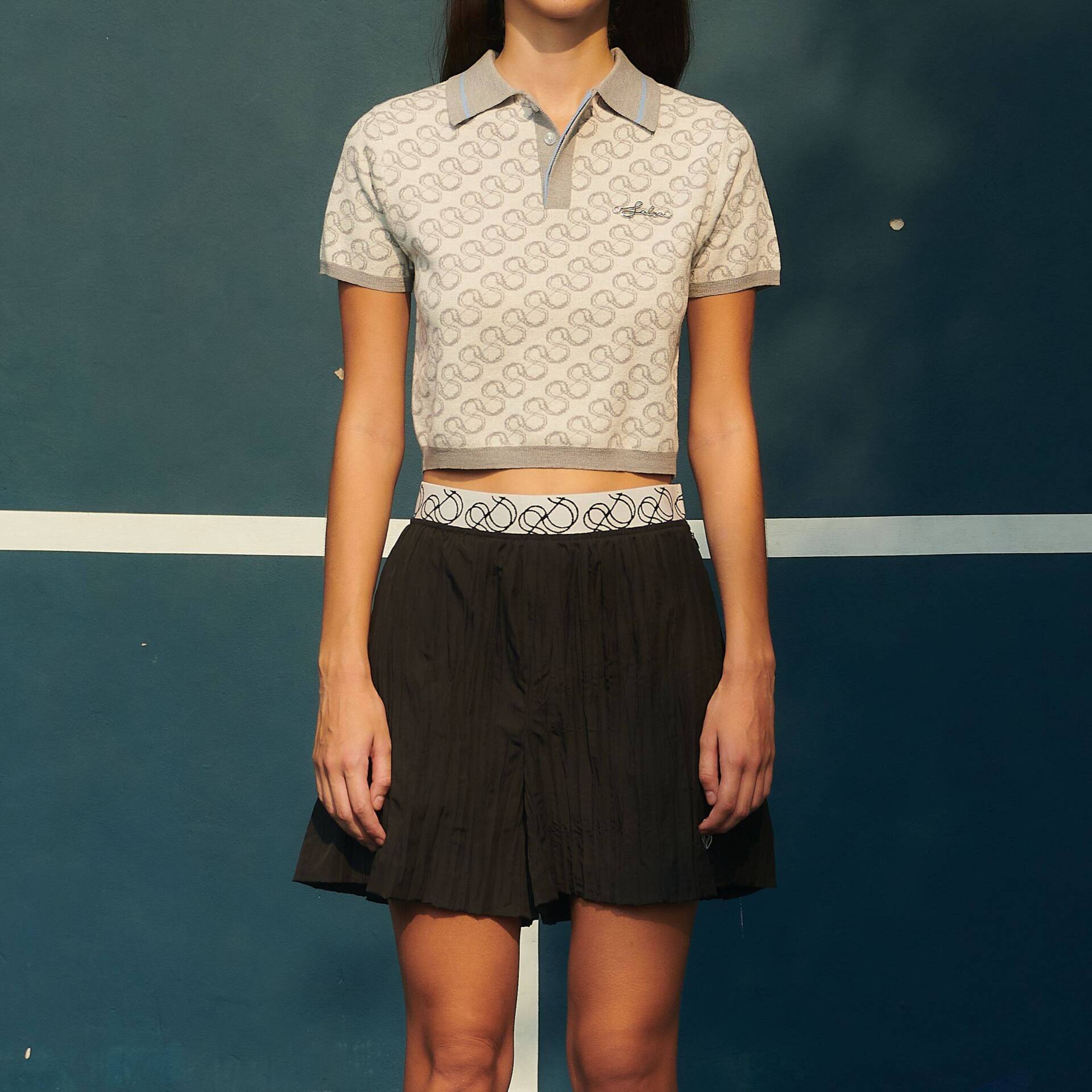 SHORTS SS24 Irregular Pleat Black & S Elastic Waist