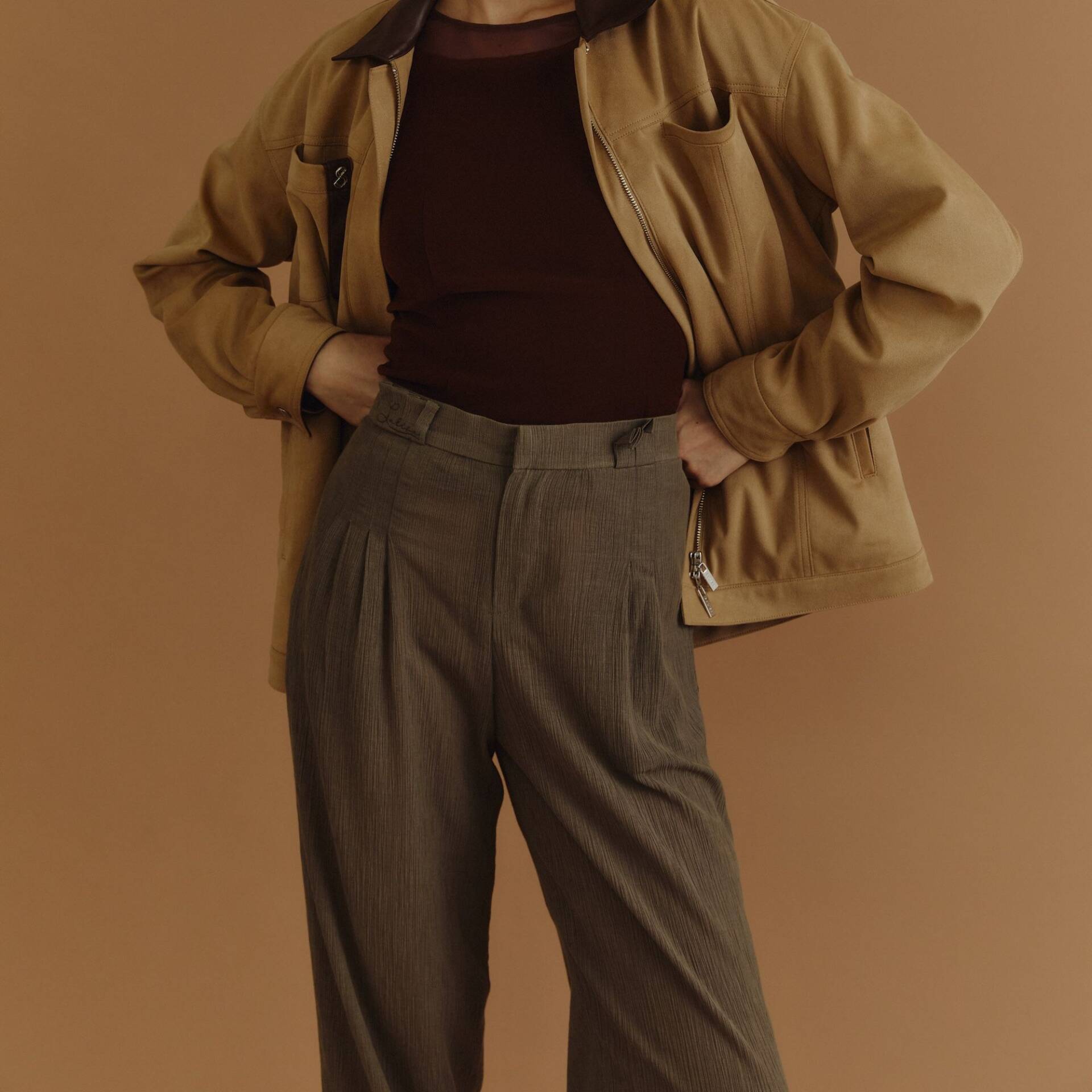 PLEATED PANTS PF25 (Back Elastic Waistband)